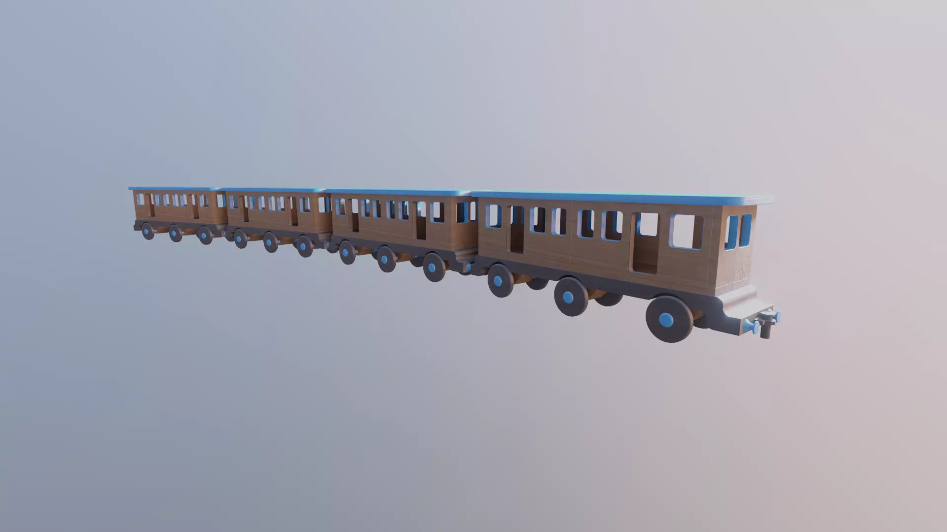 WOODEN LARGE TRAIN CARRIAGE TOYS - RogueFilmProductions Low-poly 3D model_0
