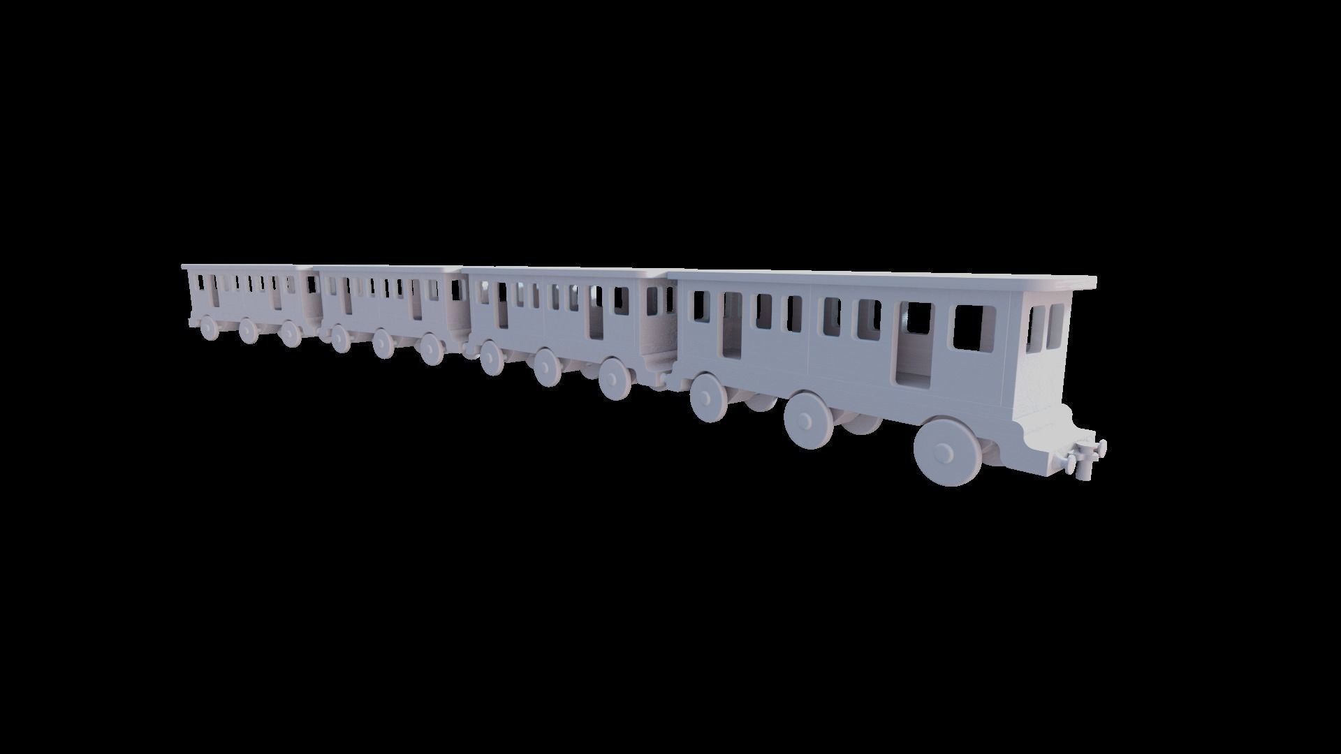 WOODEN LARGE TRAIN CARRIAGE TOYS - RogueFilmProductions Low-poly 3D model_10