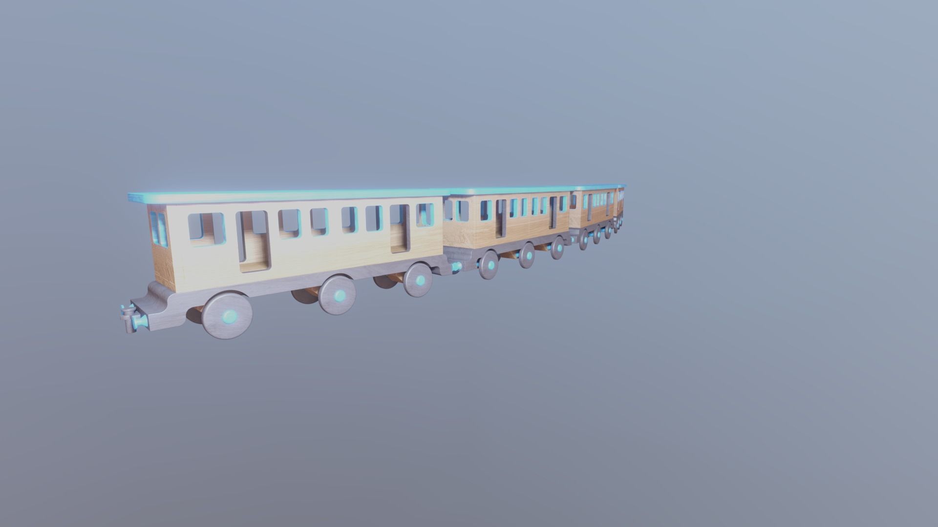 WOODEN LARGE TRAIN CARRIAGE TOYS - RogueFilmProductions Low-poly 3D model_2
