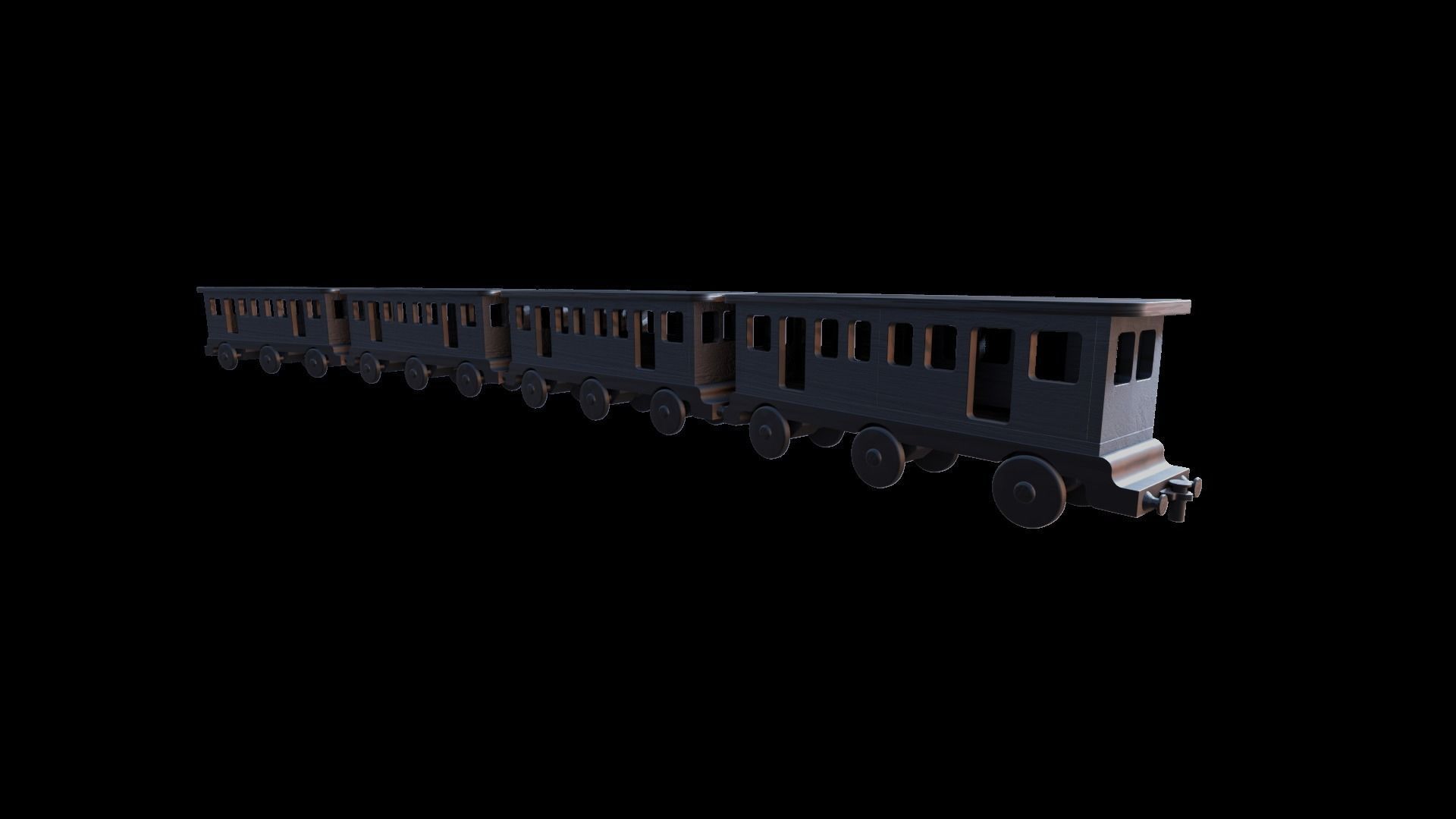 WOODEN LARGE TRAIN CARRIAGE TOYS - RogueFilmProductions Low-poly 3D model_9