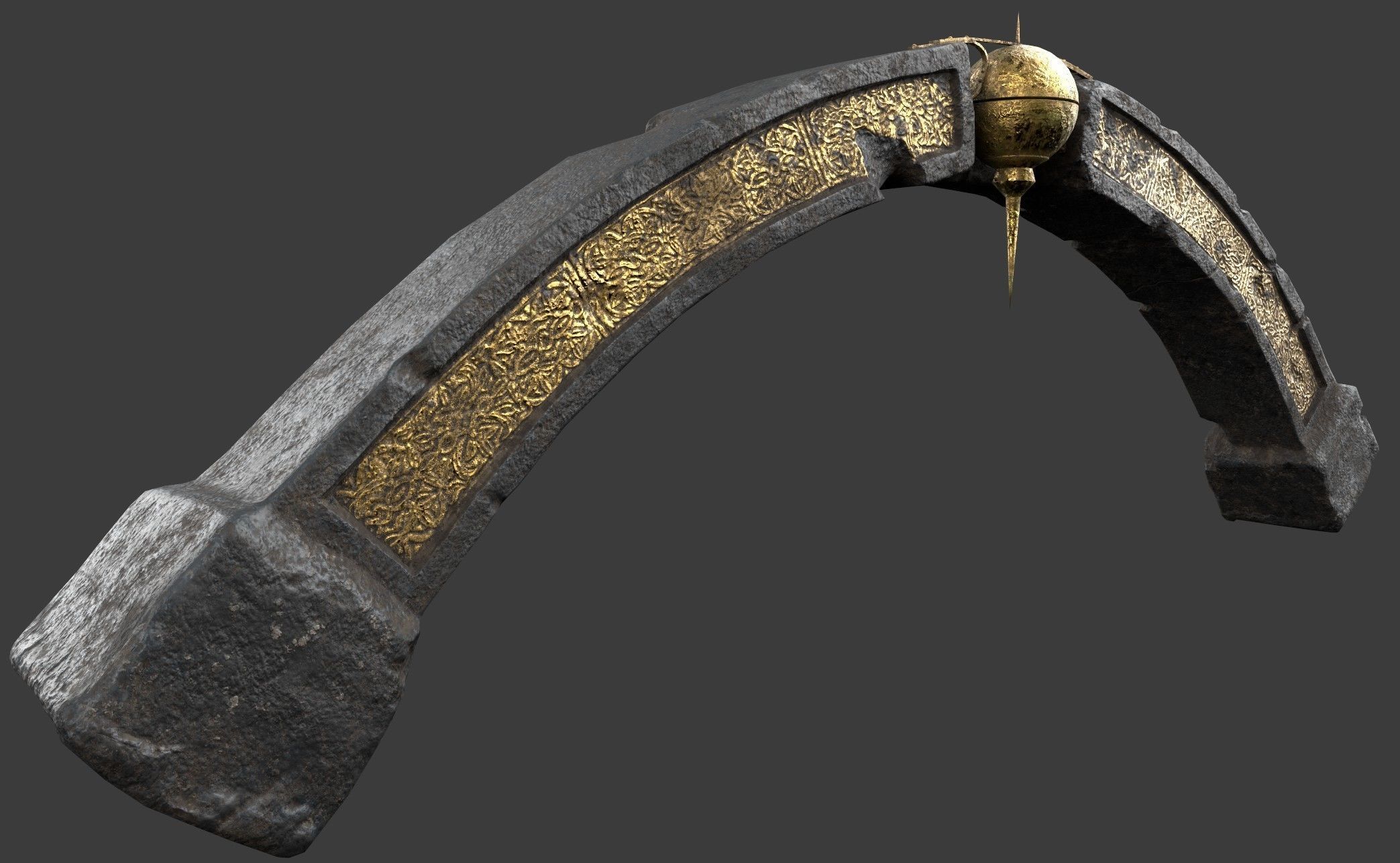 BlackStone Arch with Ornaments Low-poly 3D model_3