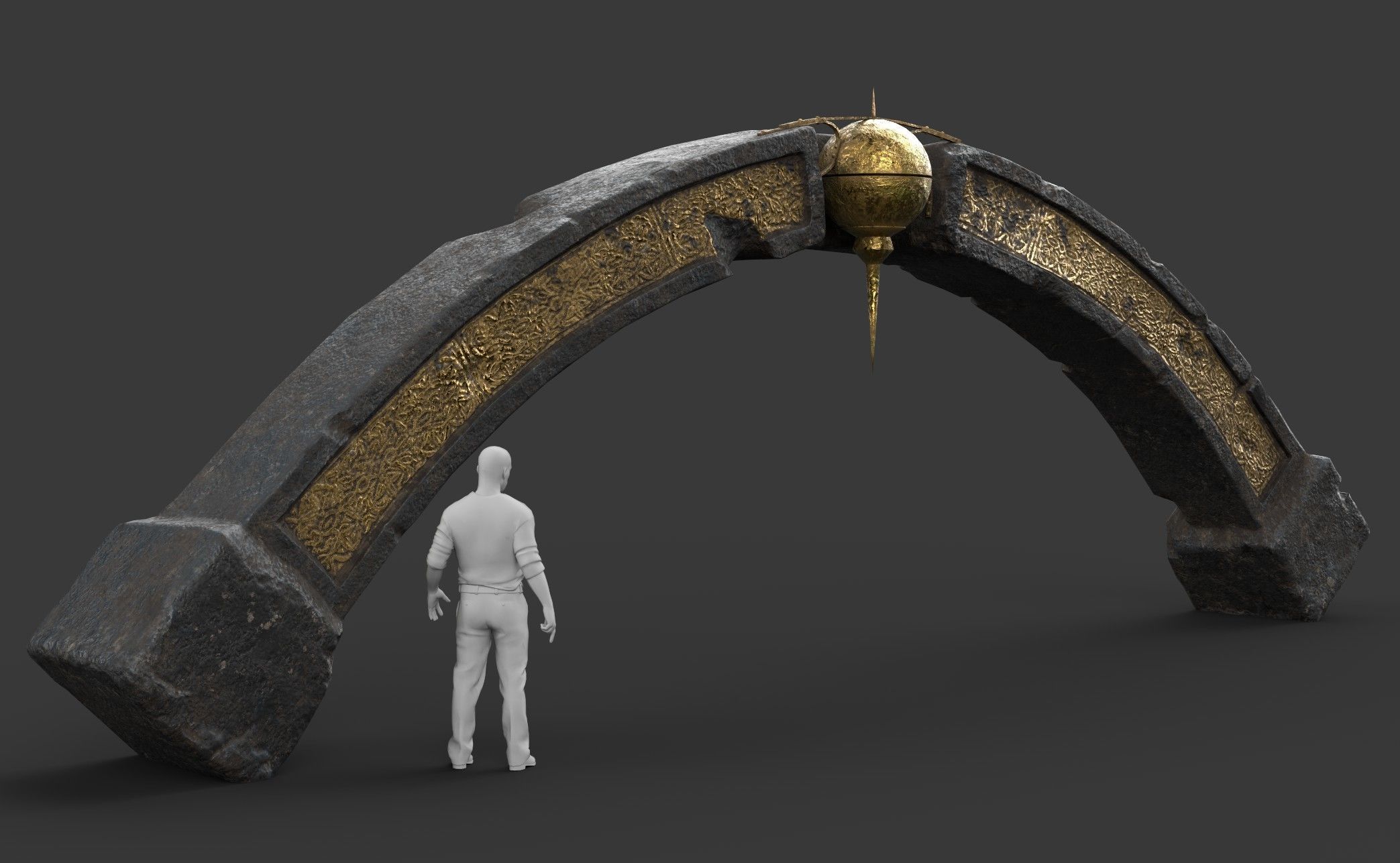 BlackStone Arch with Ornaments Low-poly 3D model_13