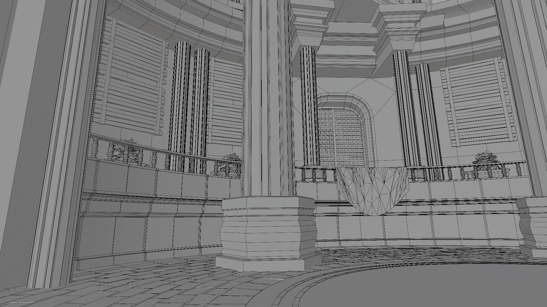 VR Arena Low-poly 3D model_17