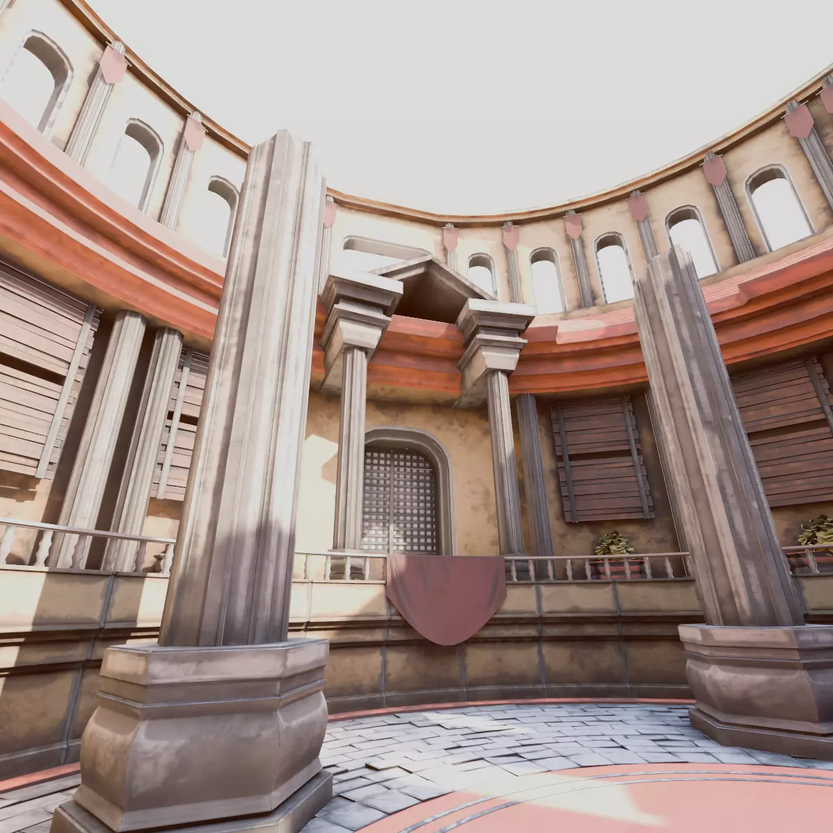 VR Arena Low-poly 3D model_0