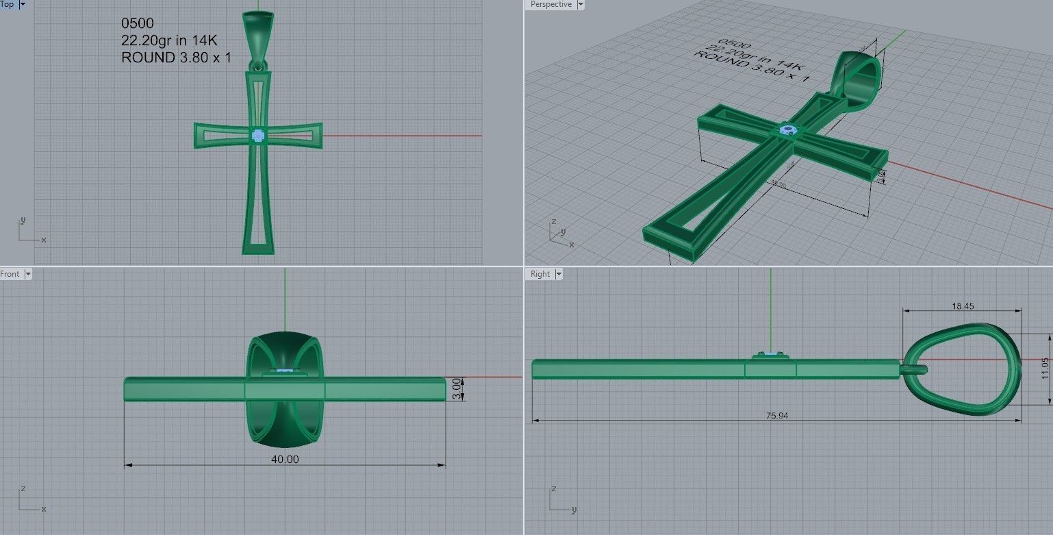Cross Pendant 0500 3D print model_4