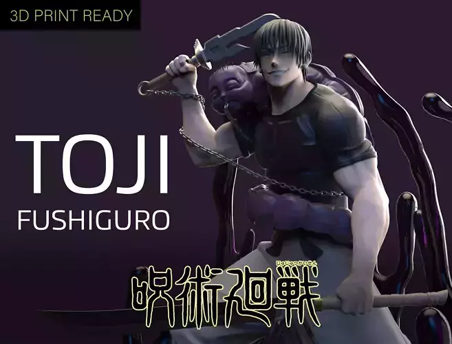 Jujutsu Kaisen Toji Fushiguro figure with cut and keying 3D print model