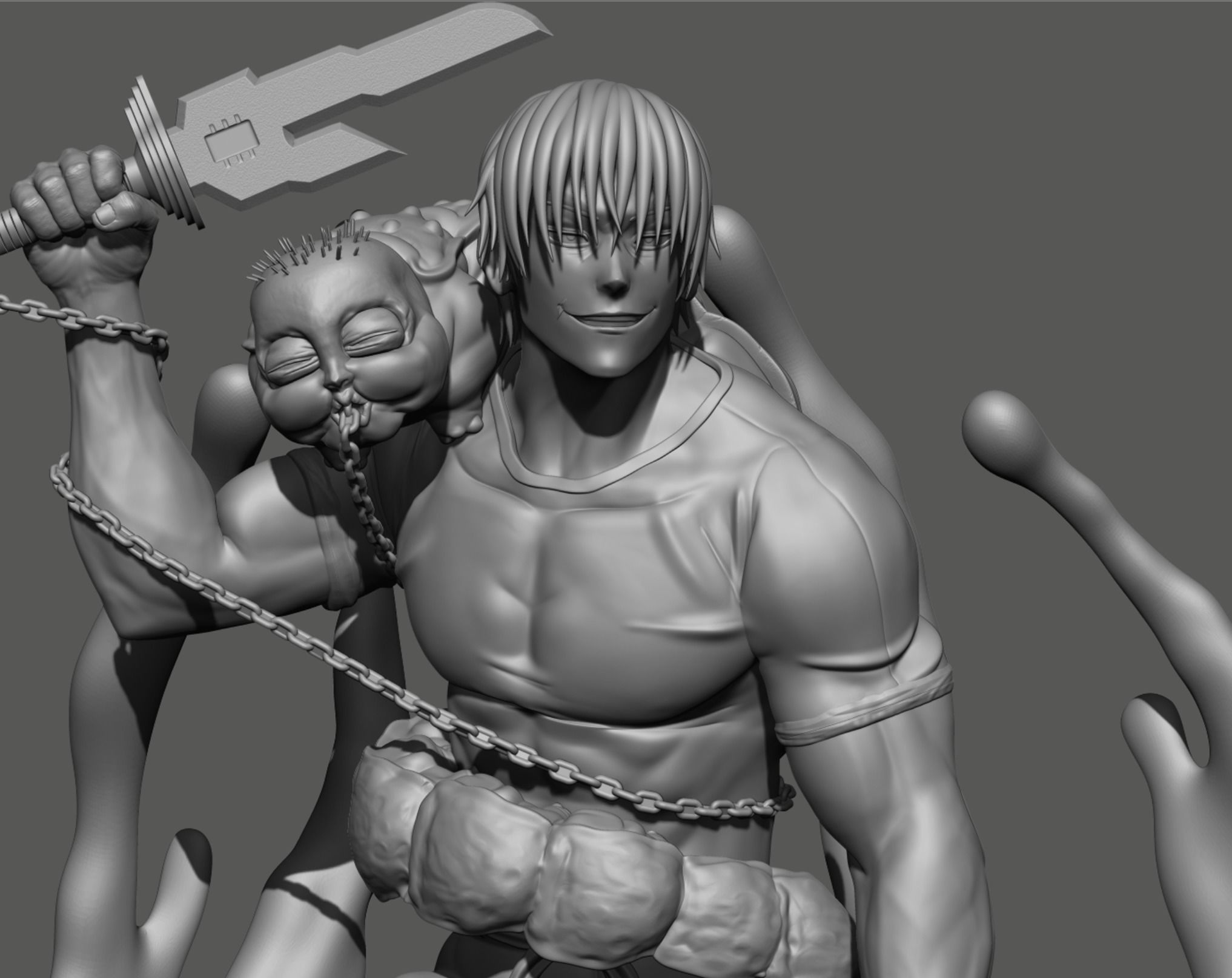 Jujutsu Kaisen Toji Fushiguro figure with cut and keying 3D print model_11