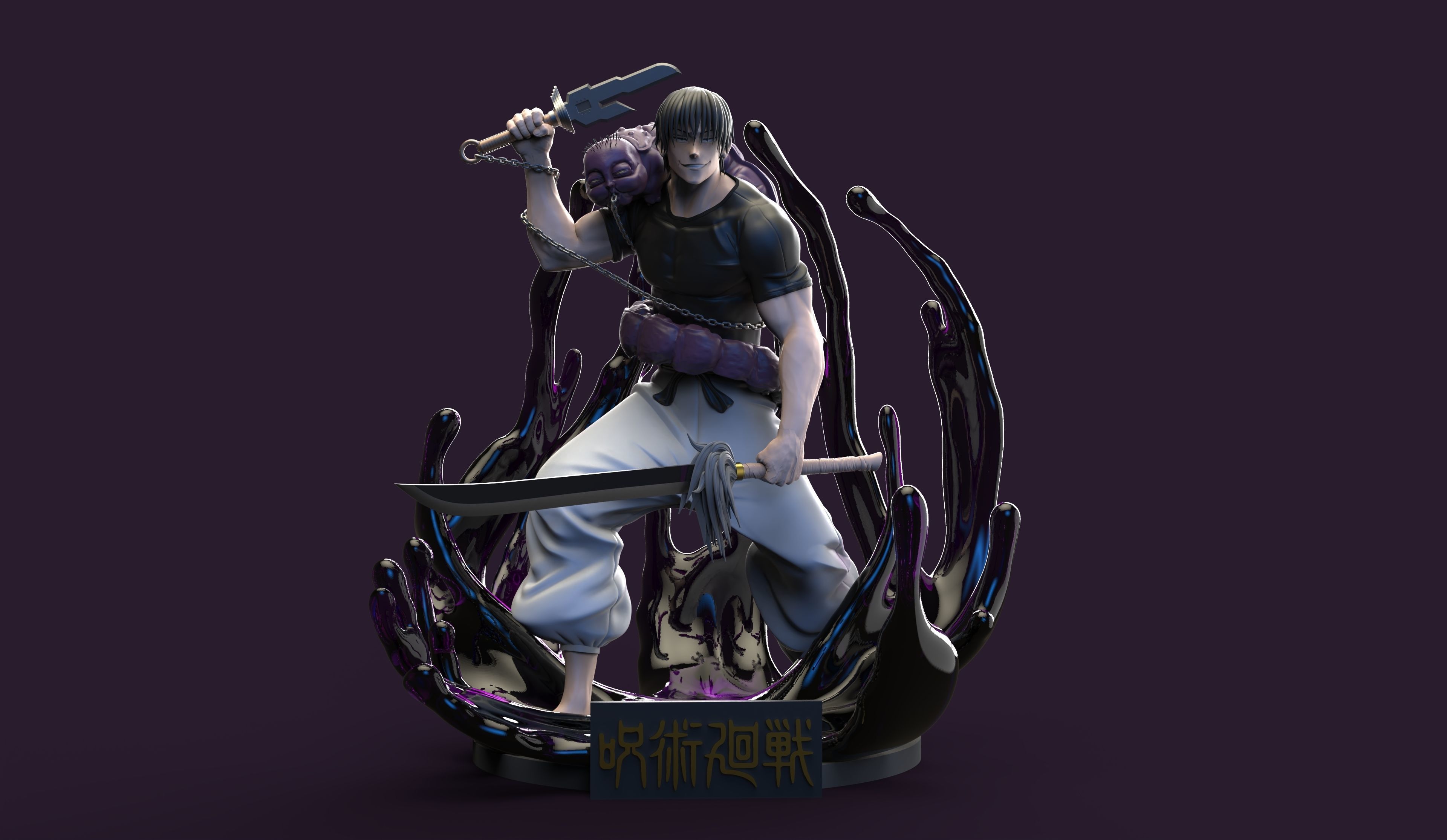 Jujutsu Kaisen Toji Fushiguro figure with cut and keying 3D print model_2