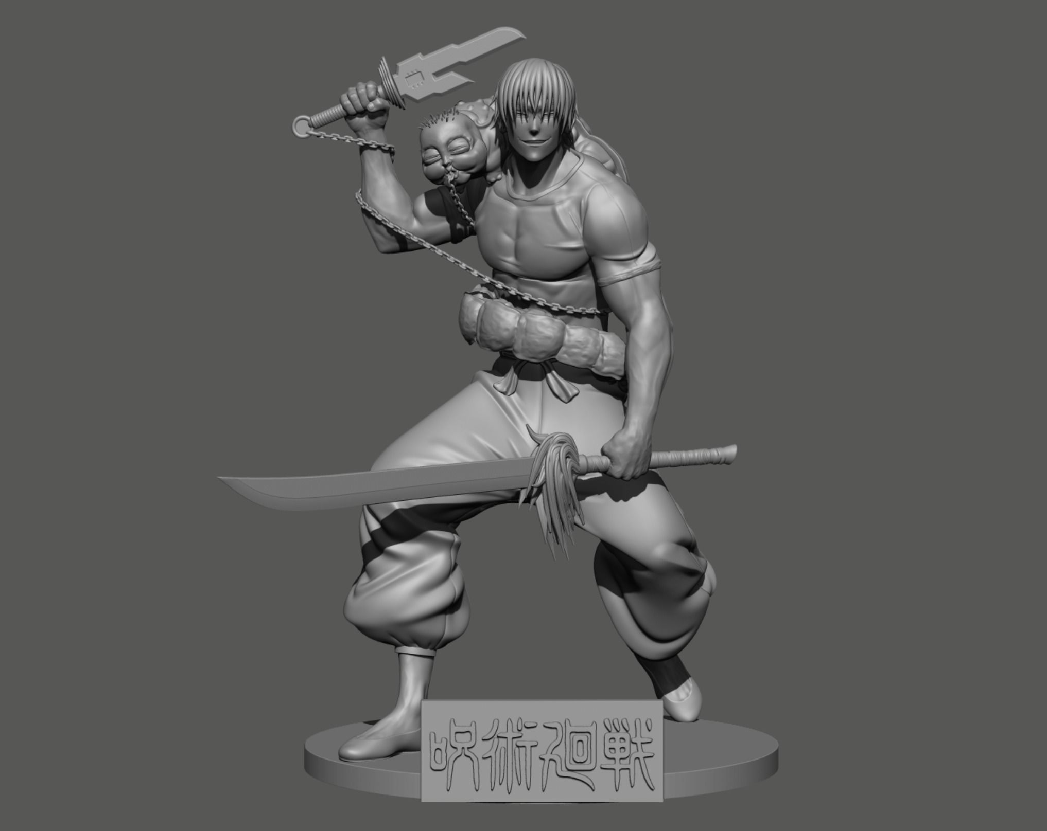 Jujutsu Kaisen Toji Fushiguro figure with cut and keying 3D print model_10