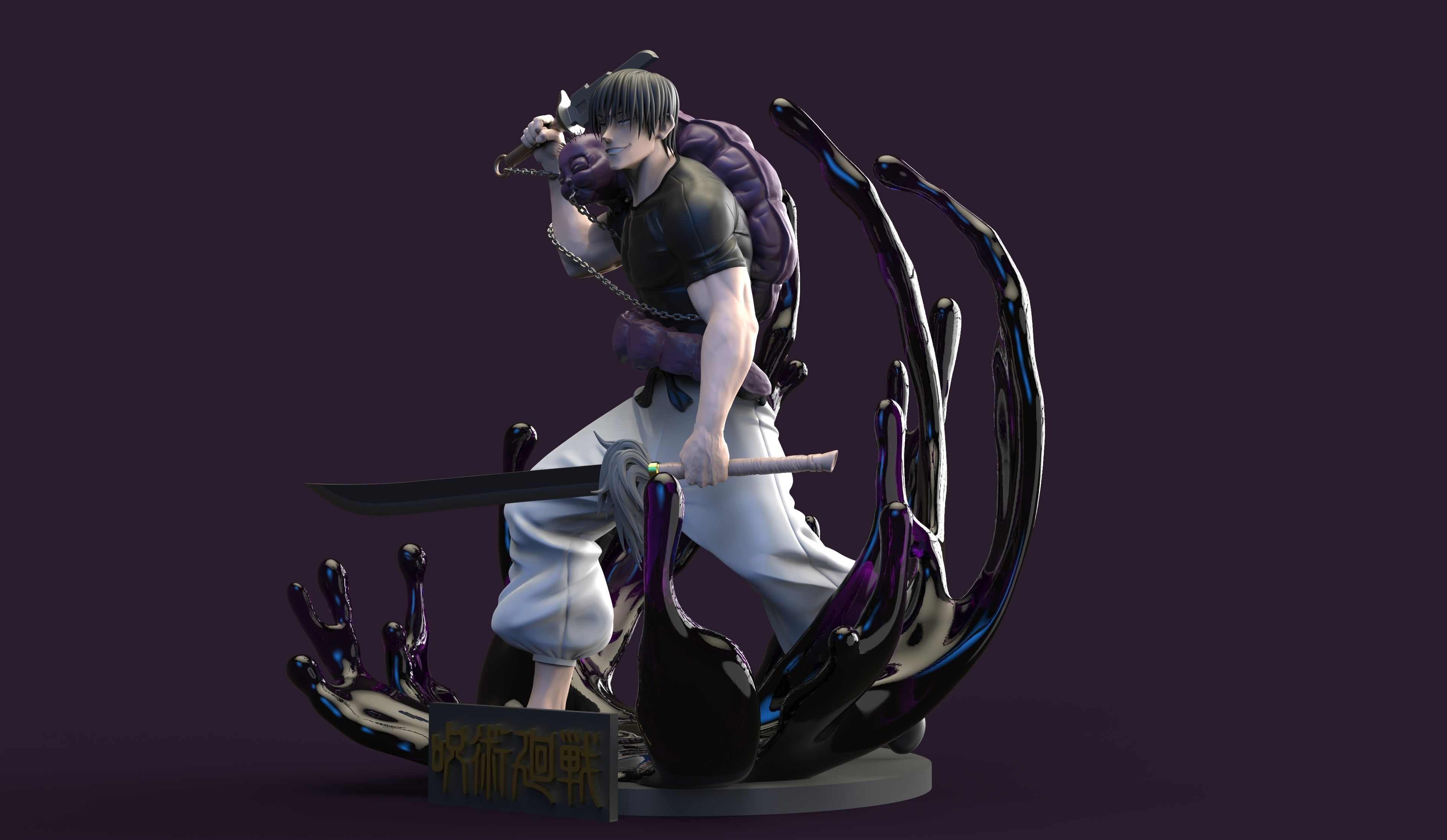 Jujutsu Kaisen Toji Fushiguro figure with cut and keying 3D print model_5