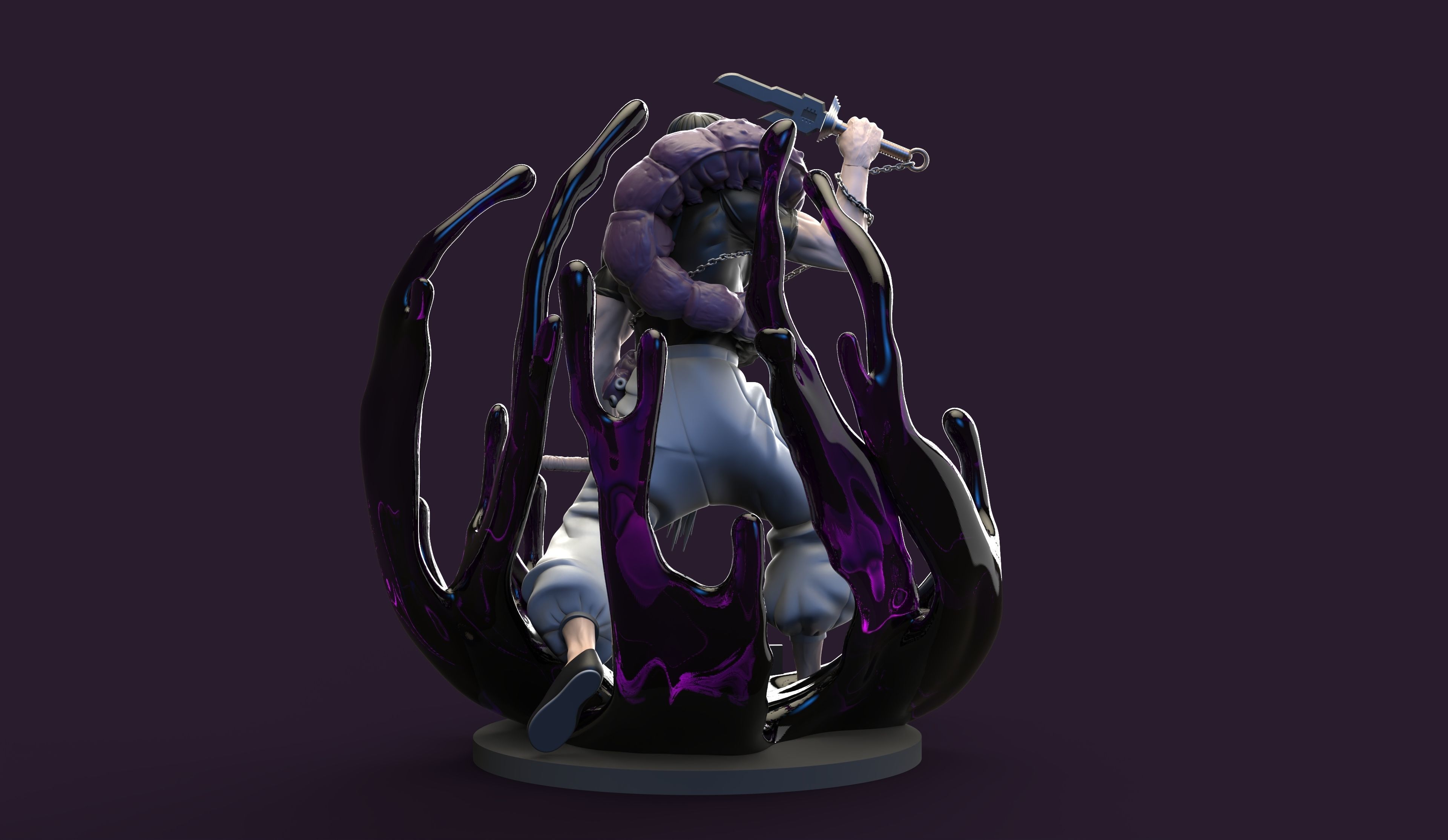 Jujutsu Kaisen Toji Fushiguro figure with cut and keying 3D print model_4