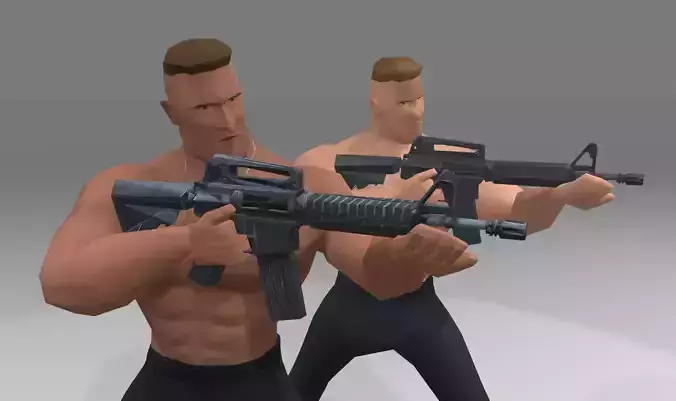 Rambo Lowpoly Mixamo Rigged Low-poly 3D model