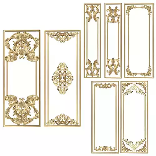 Collection of Boiserie Decoration Panels Low-poly 3D model