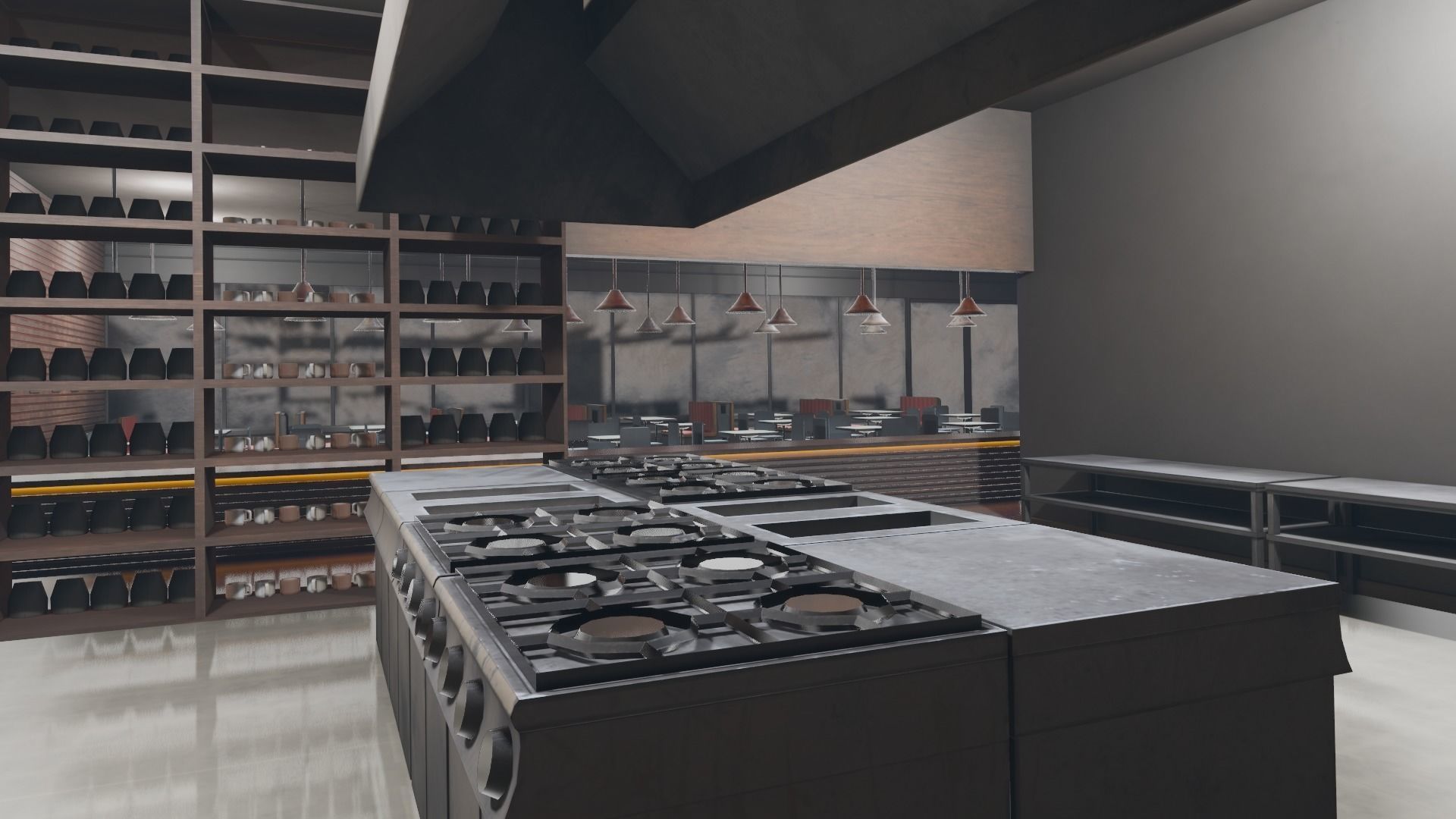 VR Coffee Shop Low-poly 3D model_5