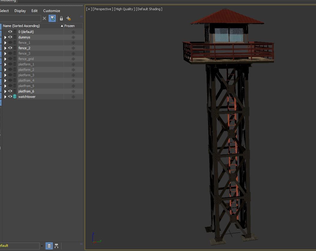 Watchtower set 02 Low-poly 3D model_15