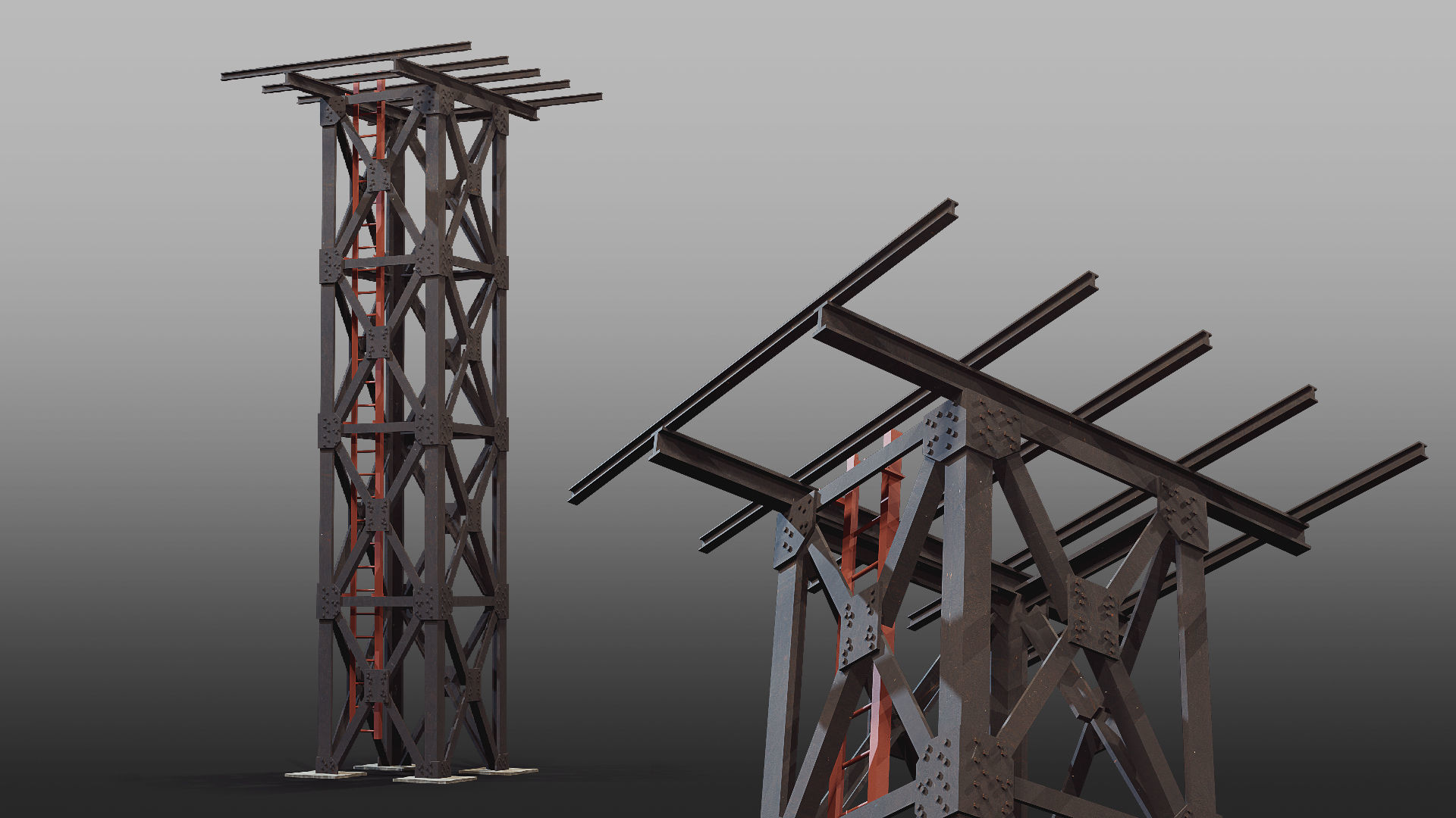 Watchtower set 02 Low-poly 3D model_10