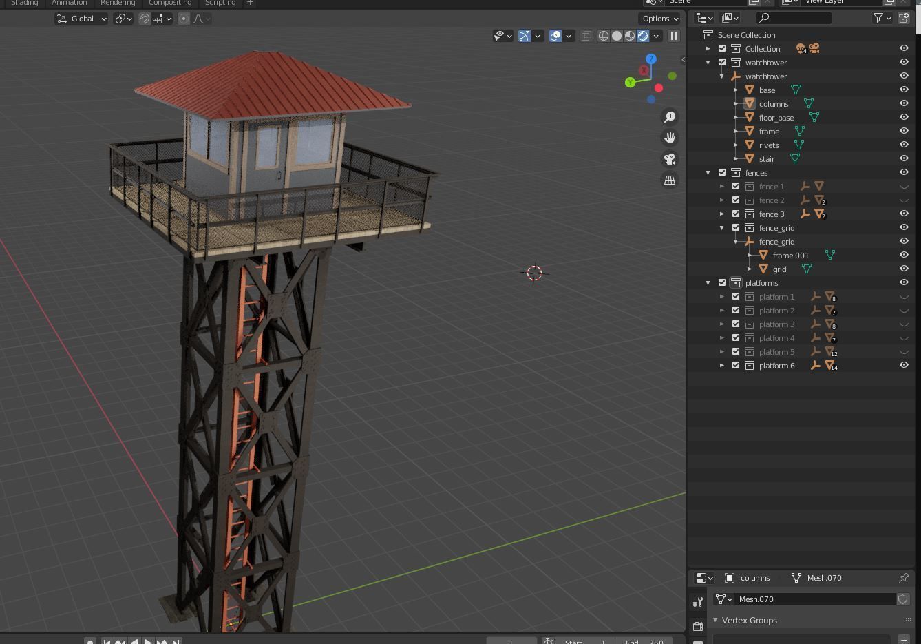 Watchtower set 02 Low-poly 3D model_19