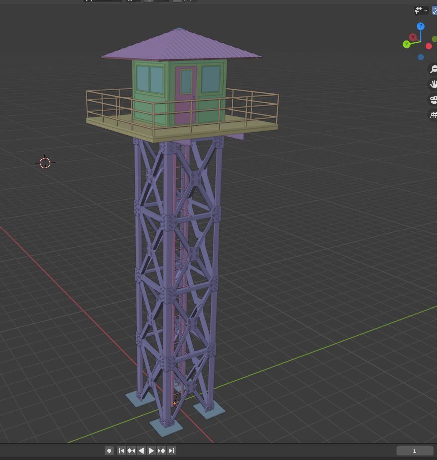 Watchtower set 02 Low-poly 3D model_17