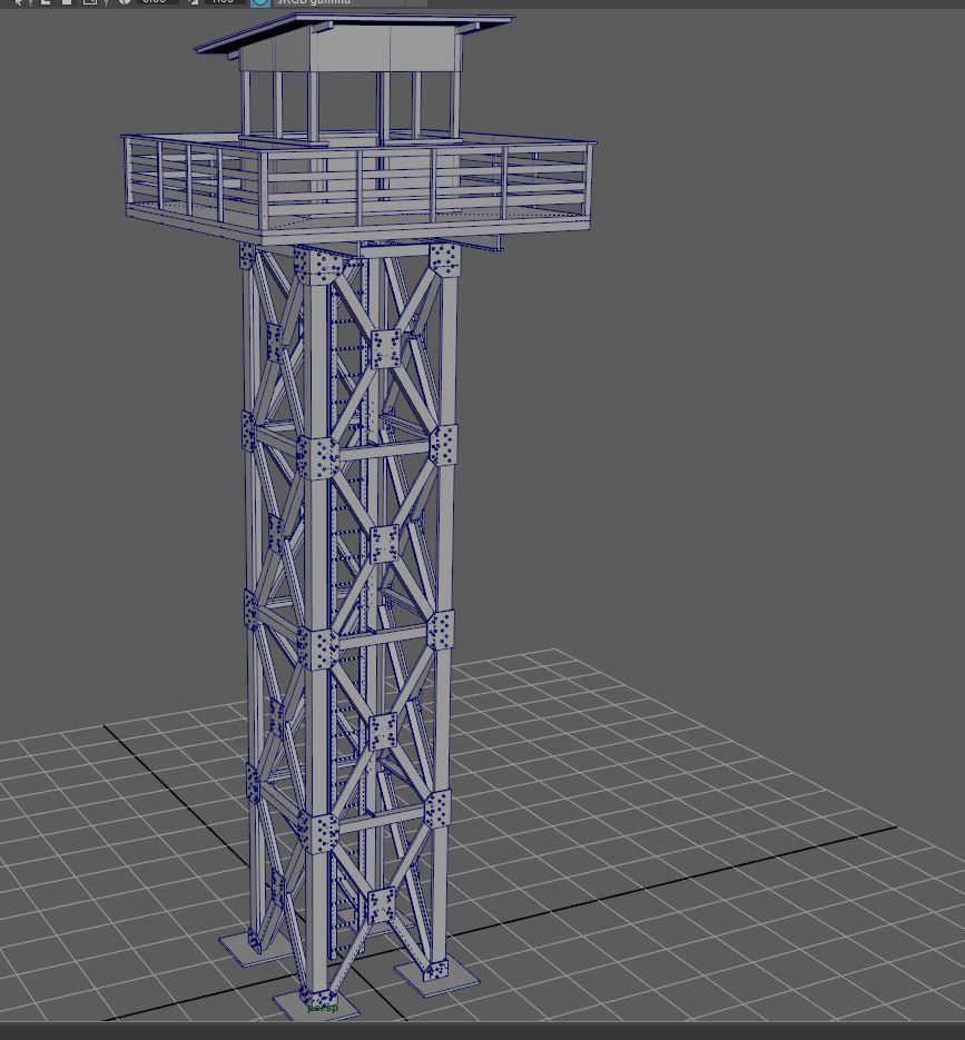 Watchtower set 02 Low-poly 3D model_14