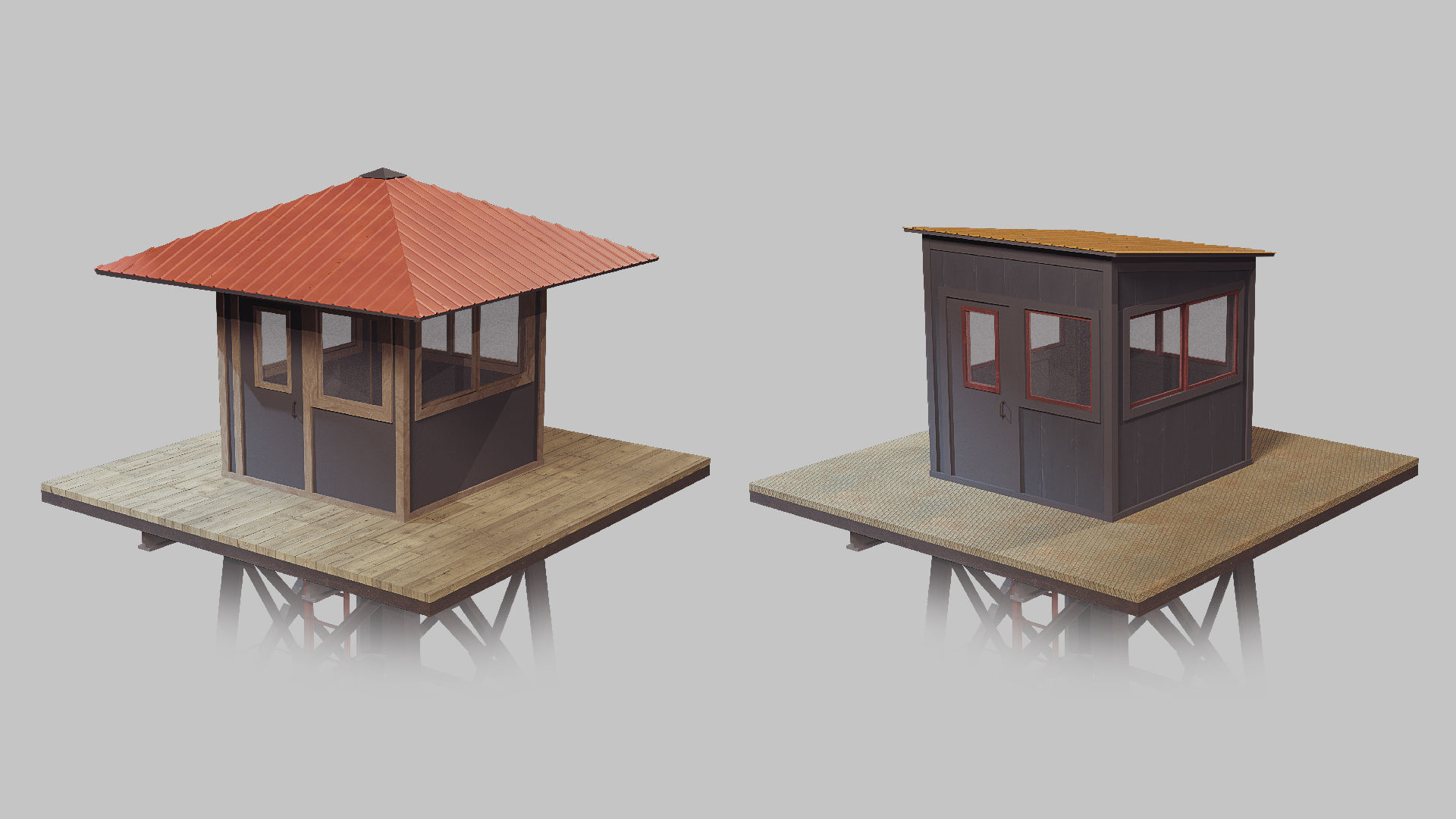 Watchtower set 02 Low-poly 3D model_7