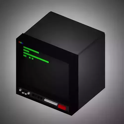 Terminal CRT Monitor display monochrome Low-poly 3D model