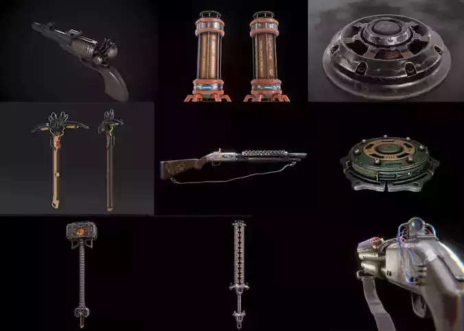 Sci-Fi Weapon set 3D Model Collection