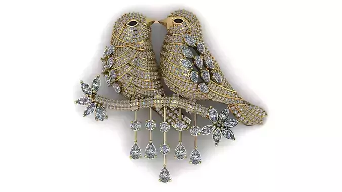 Love Birds Dimond Pendant  3D print model