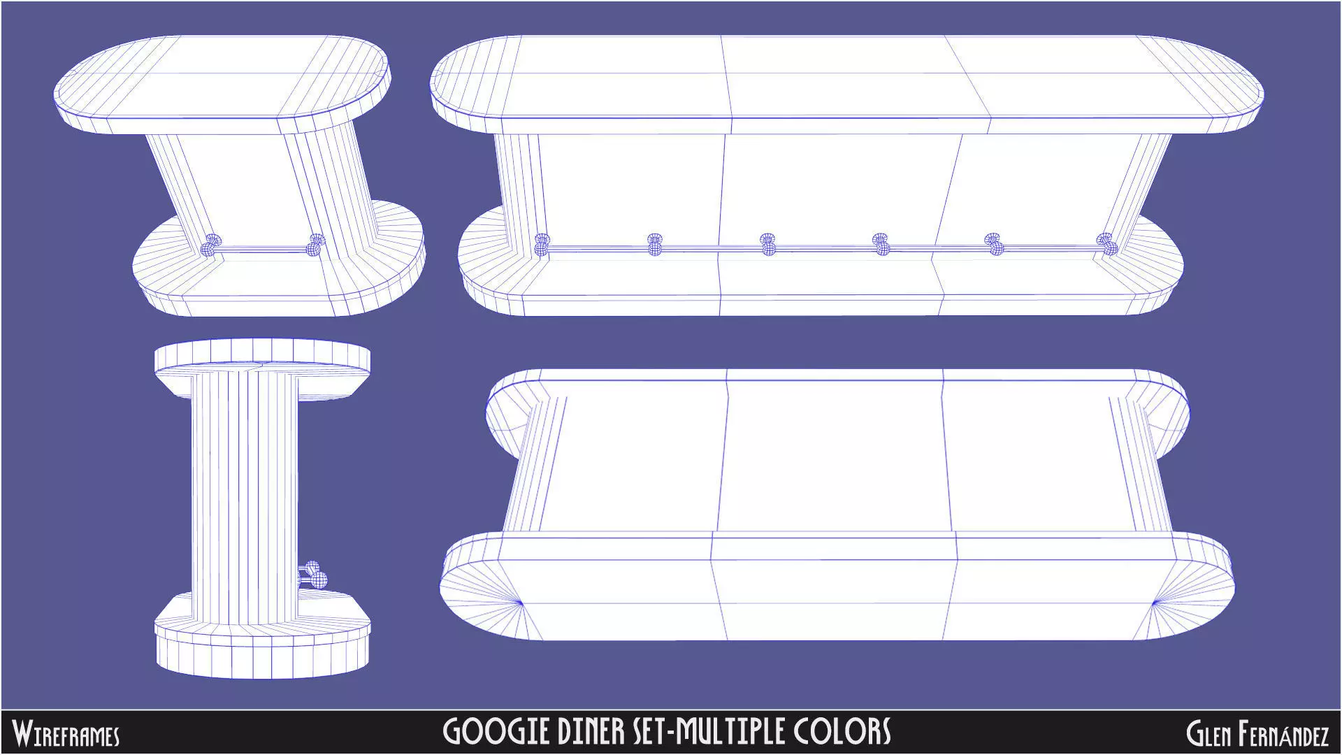 Vintage Googie Diner Item Pack Low Poly Low-poly 3D model_17