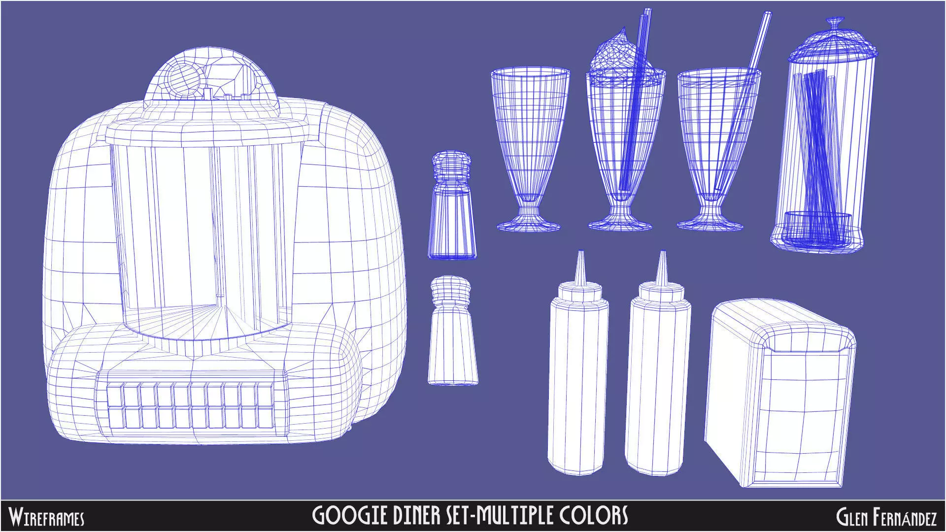 Vintage Googie Diner Item Pack Low Poly Low-poly 3D model_18