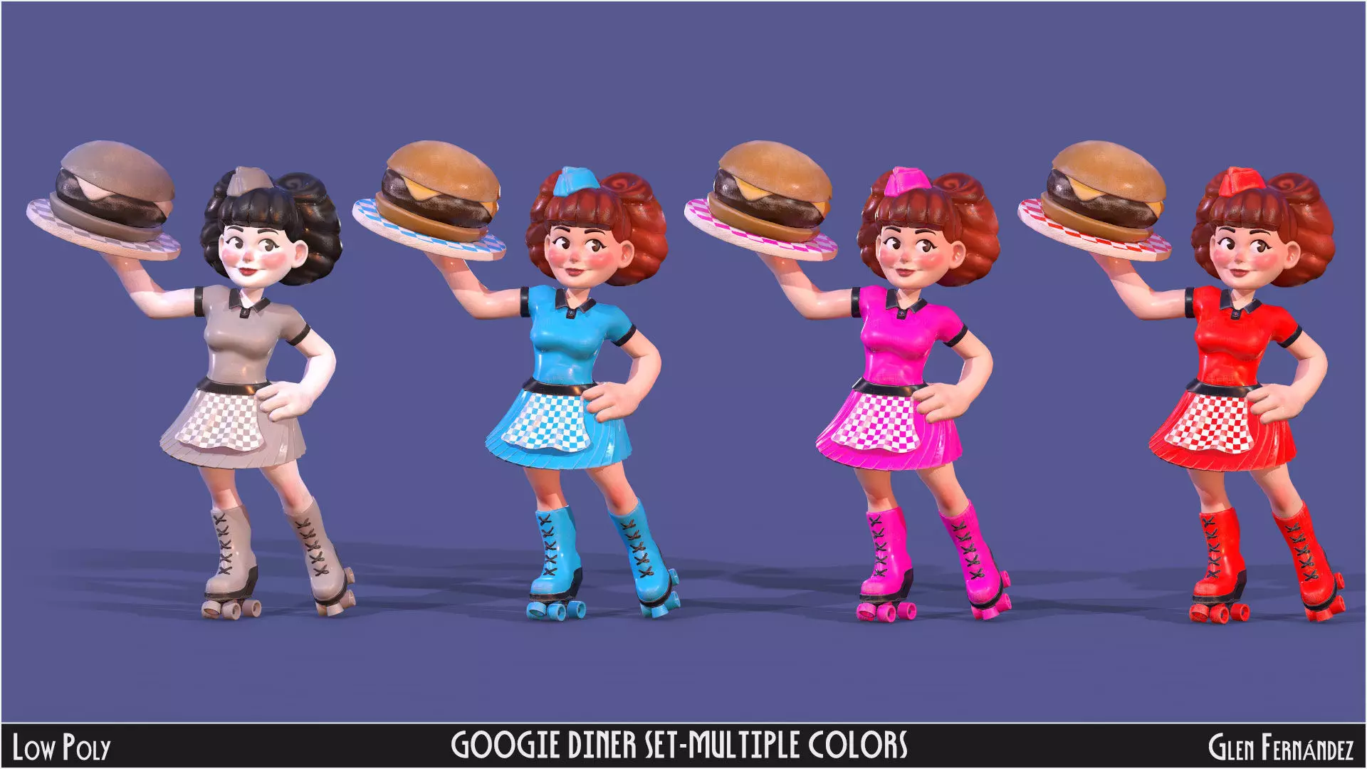 Vintage Googie Diner Item Pack Low Poly Low-poly 3D model_13