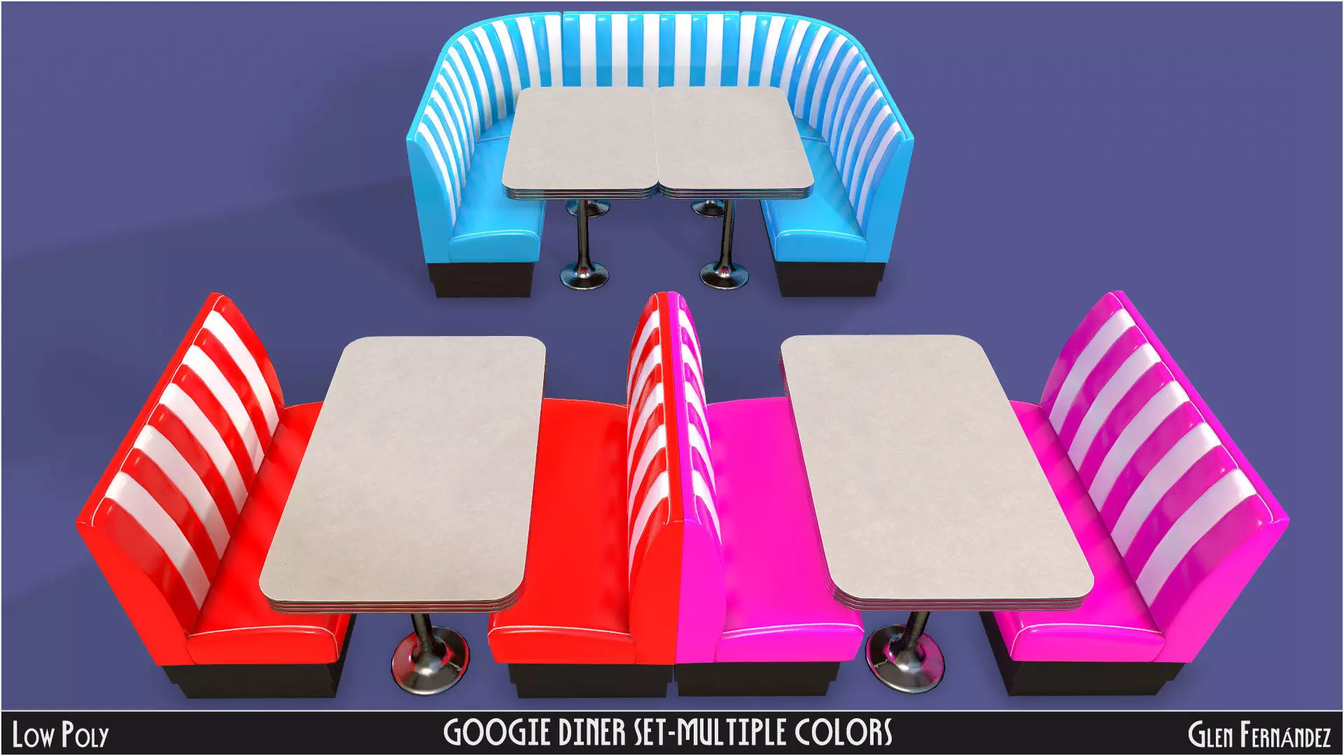 Vintage Googie Diner Item Pack Low Poly Low-poly 3D model_8