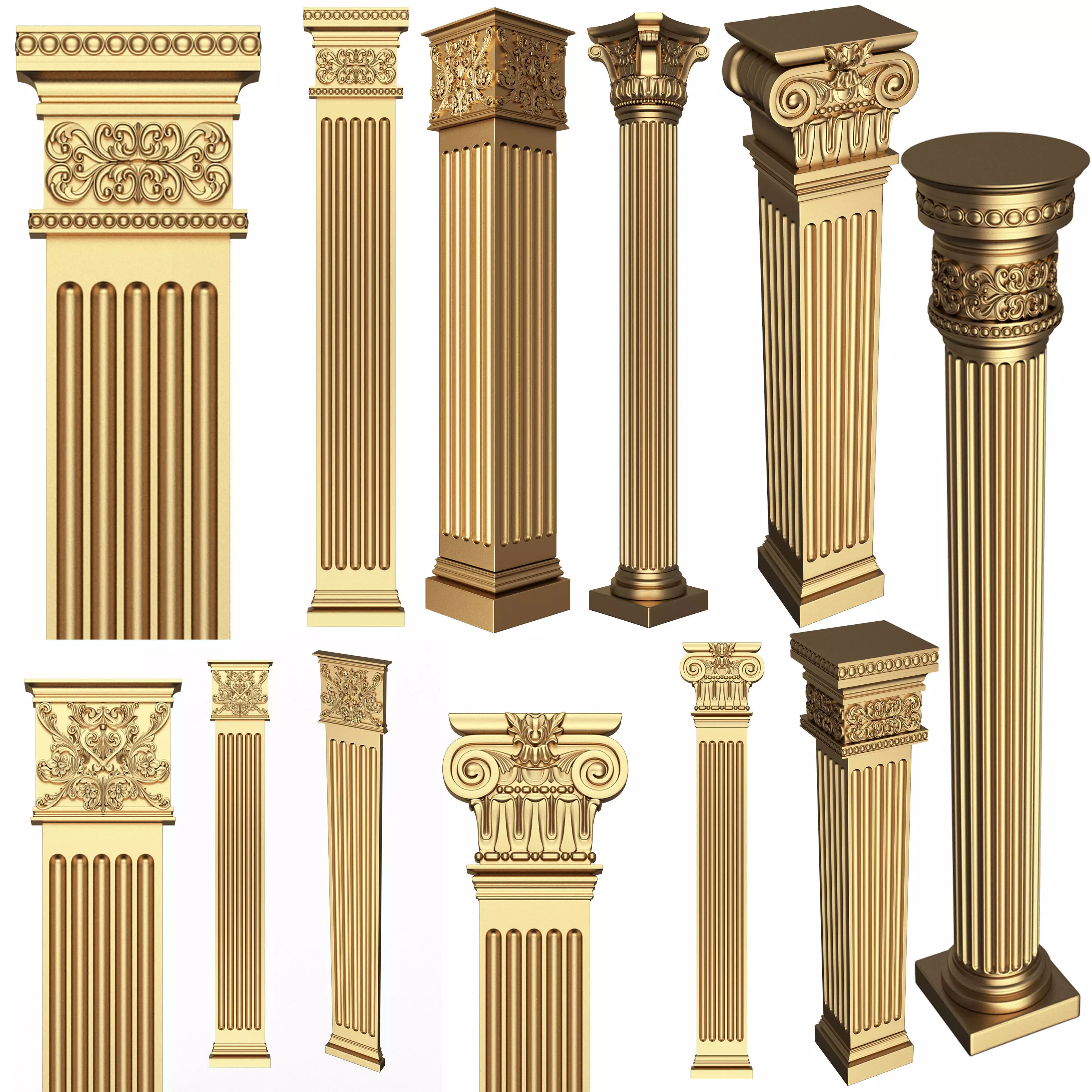 Collection of Columns 02 Low-poly 3D model