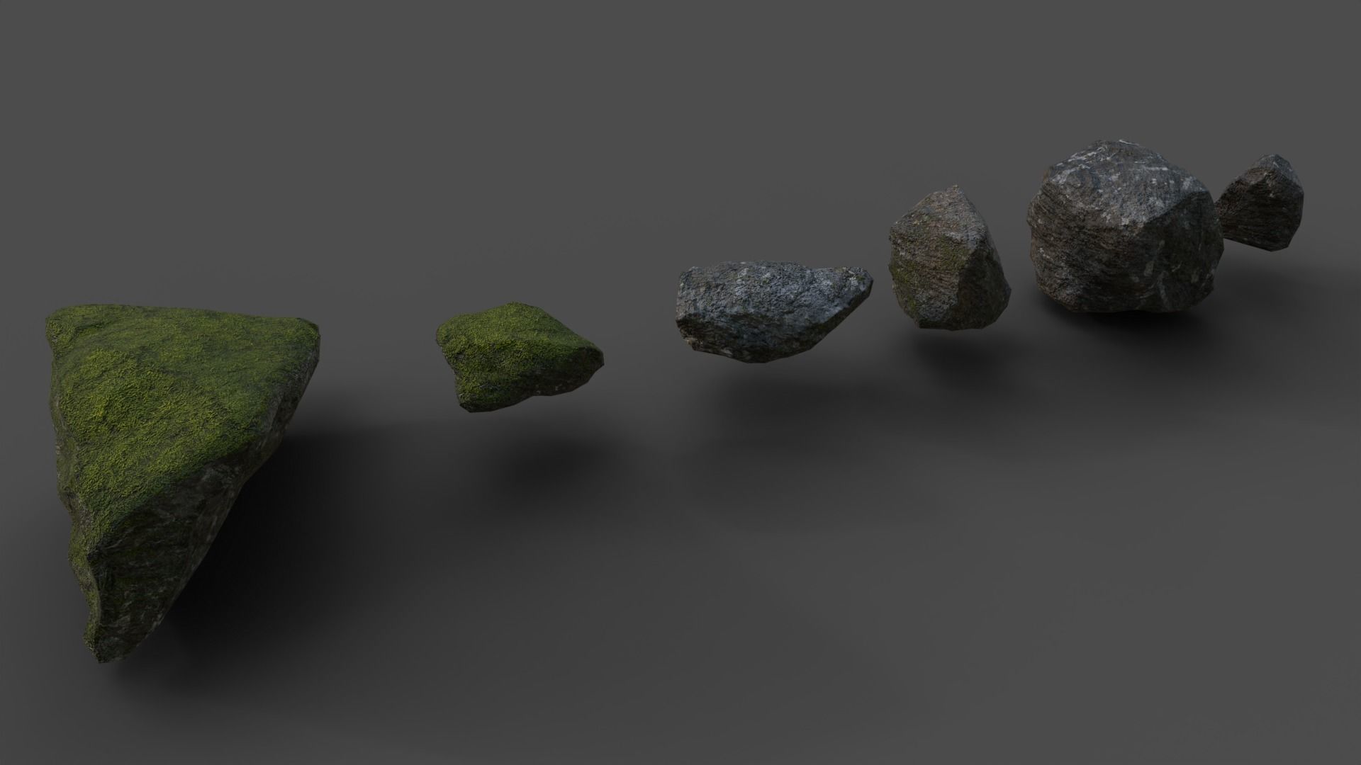 Forest stone set Free low-poly 3D model_1