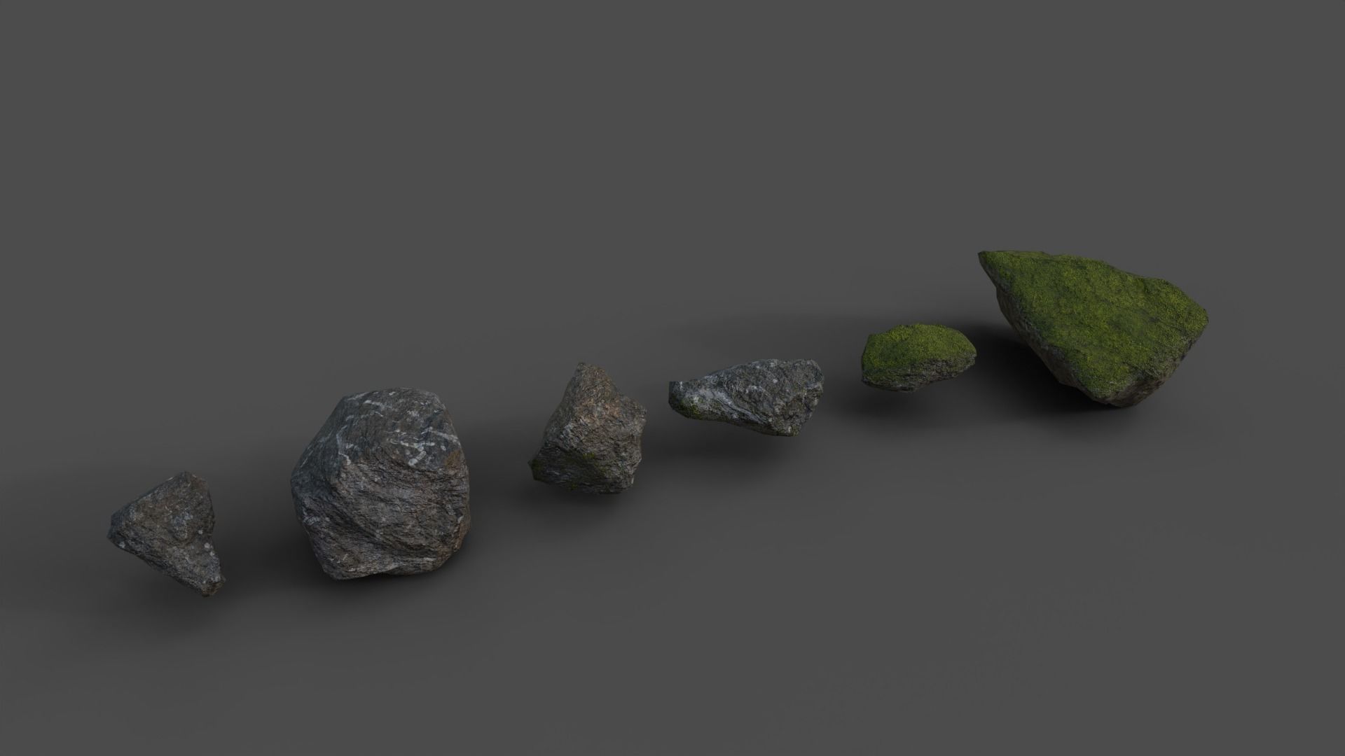 Forest stone set Free low-poly 3D model_3