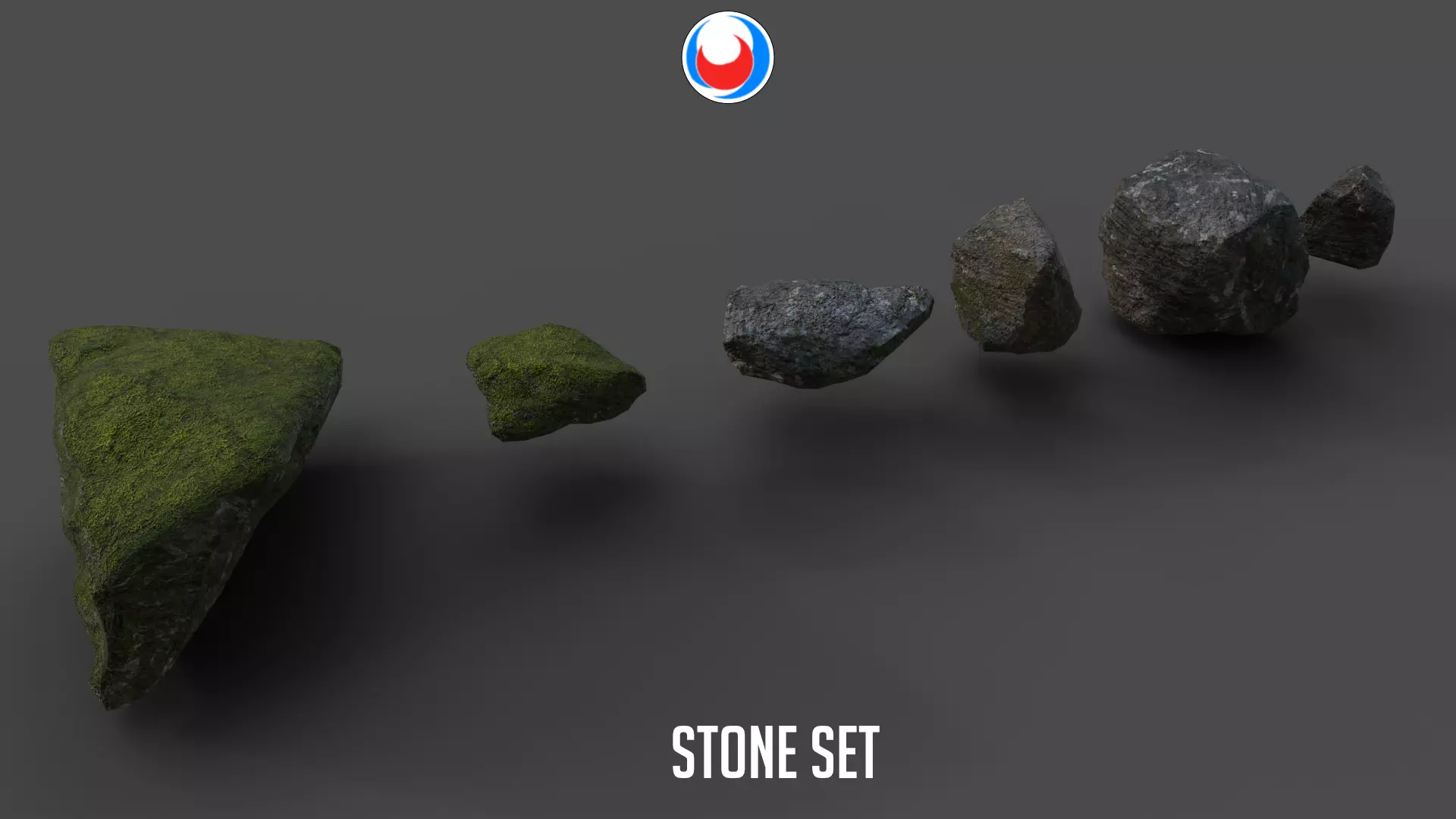 Forest stone set Free low-poly 3D model_0