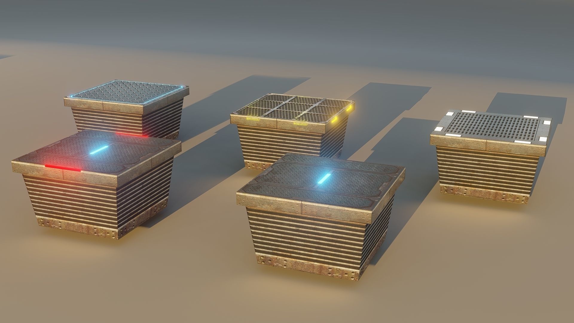 Sci fi Blocks Low-poly 3D model_15