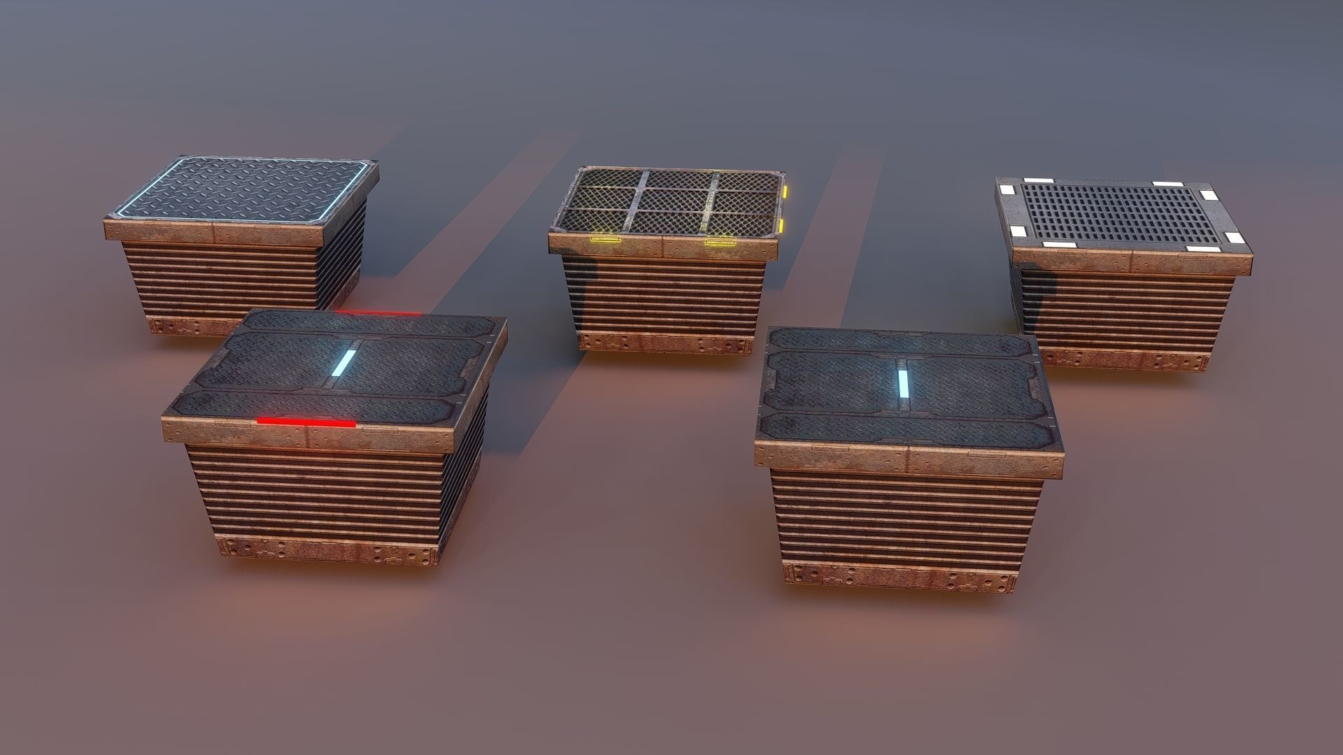 Sci fi Blocks Low-poly 3D model_6