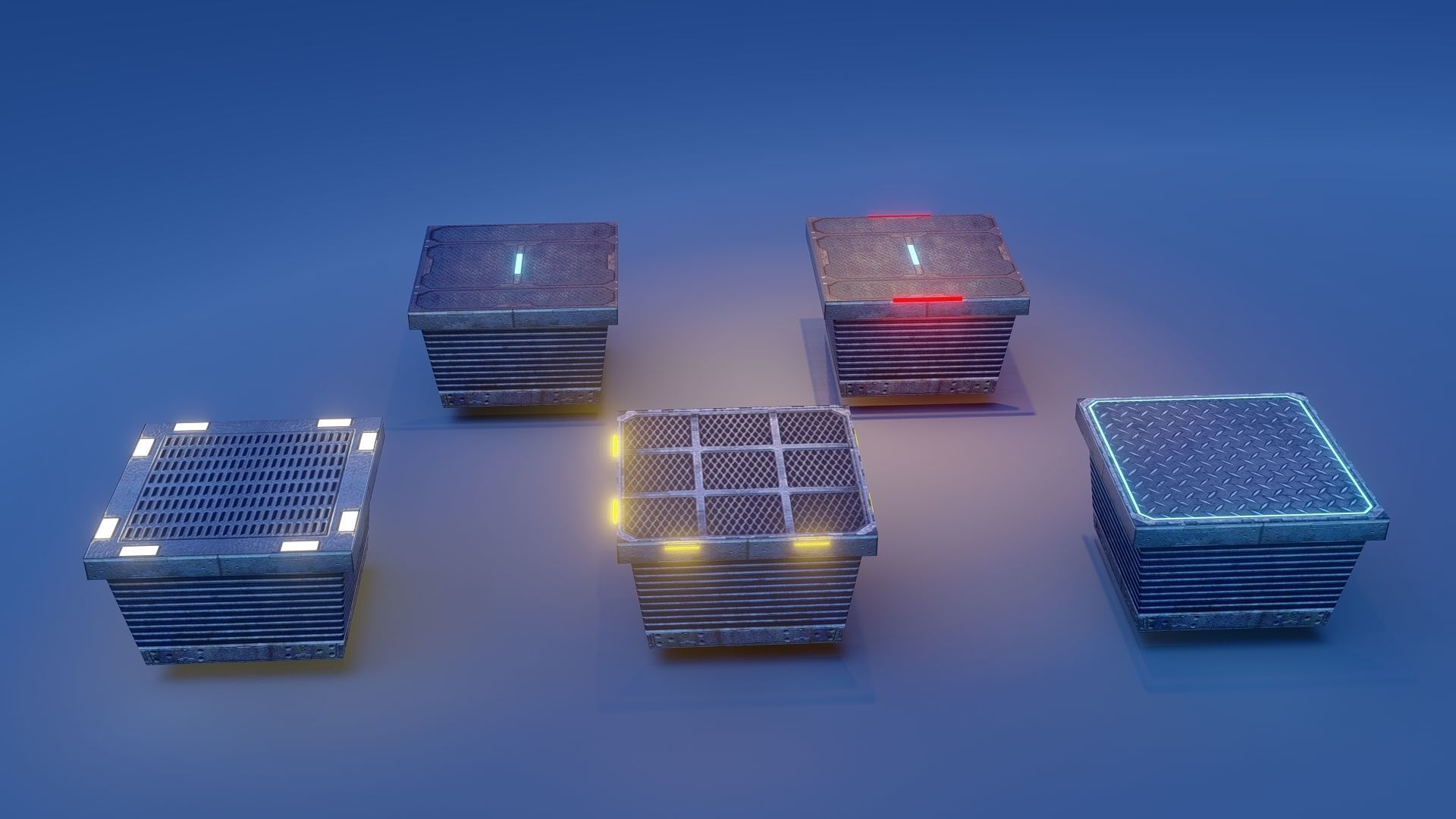 Sci fi Blocks Low-poly 3D model_5