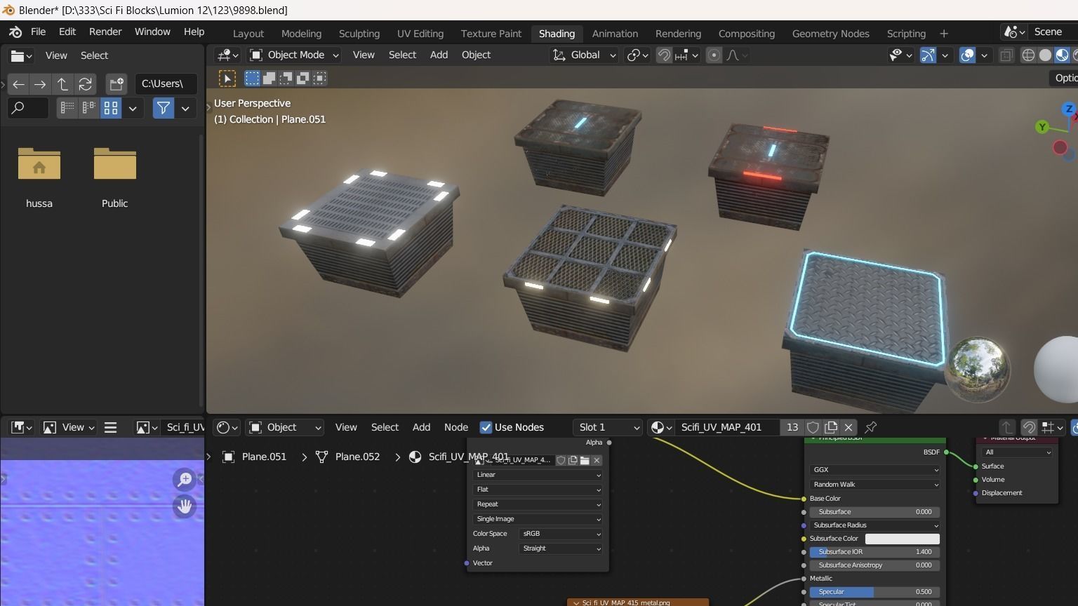 Sci fi Blocks Low-poly 3D model_9