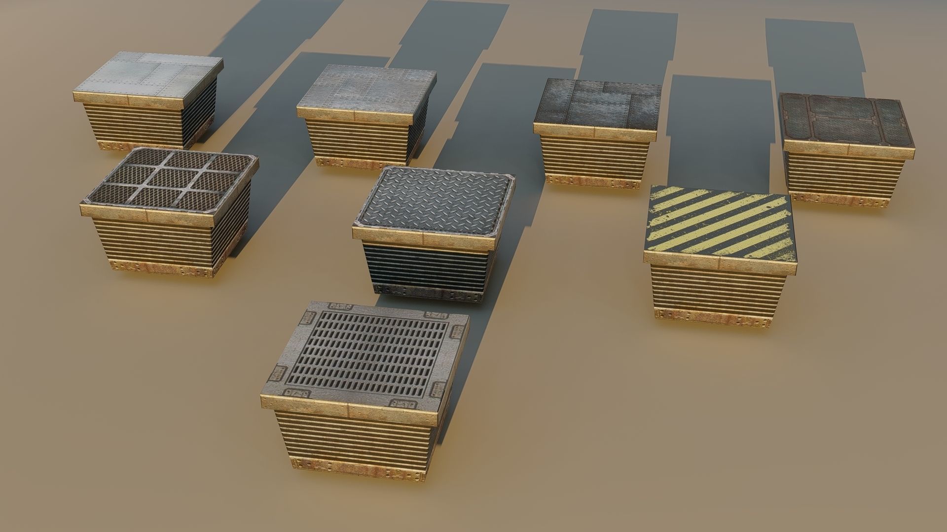 Sci fi Blocks Low-poly 3D model_7