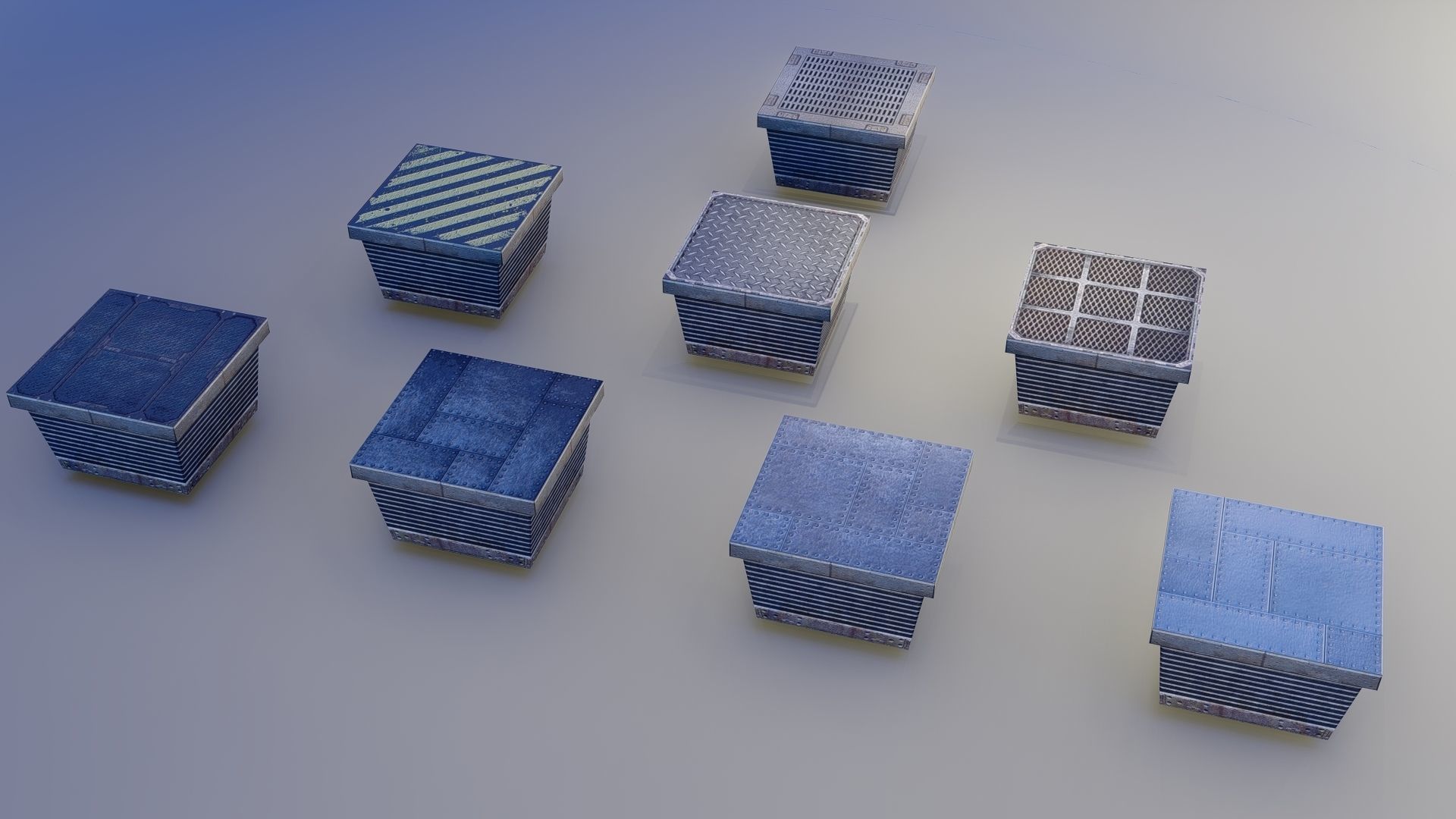 Sci fi Blocks Low-poly 3D model_4