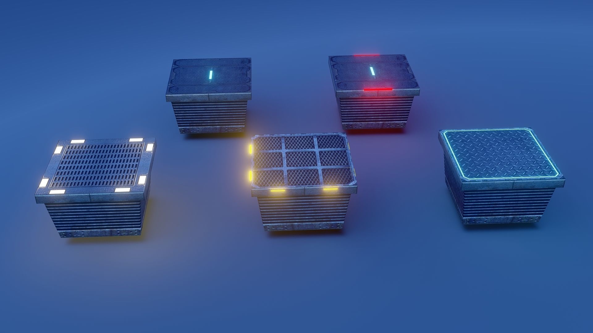 Sci fi Blocks Low-poly 3D model_14