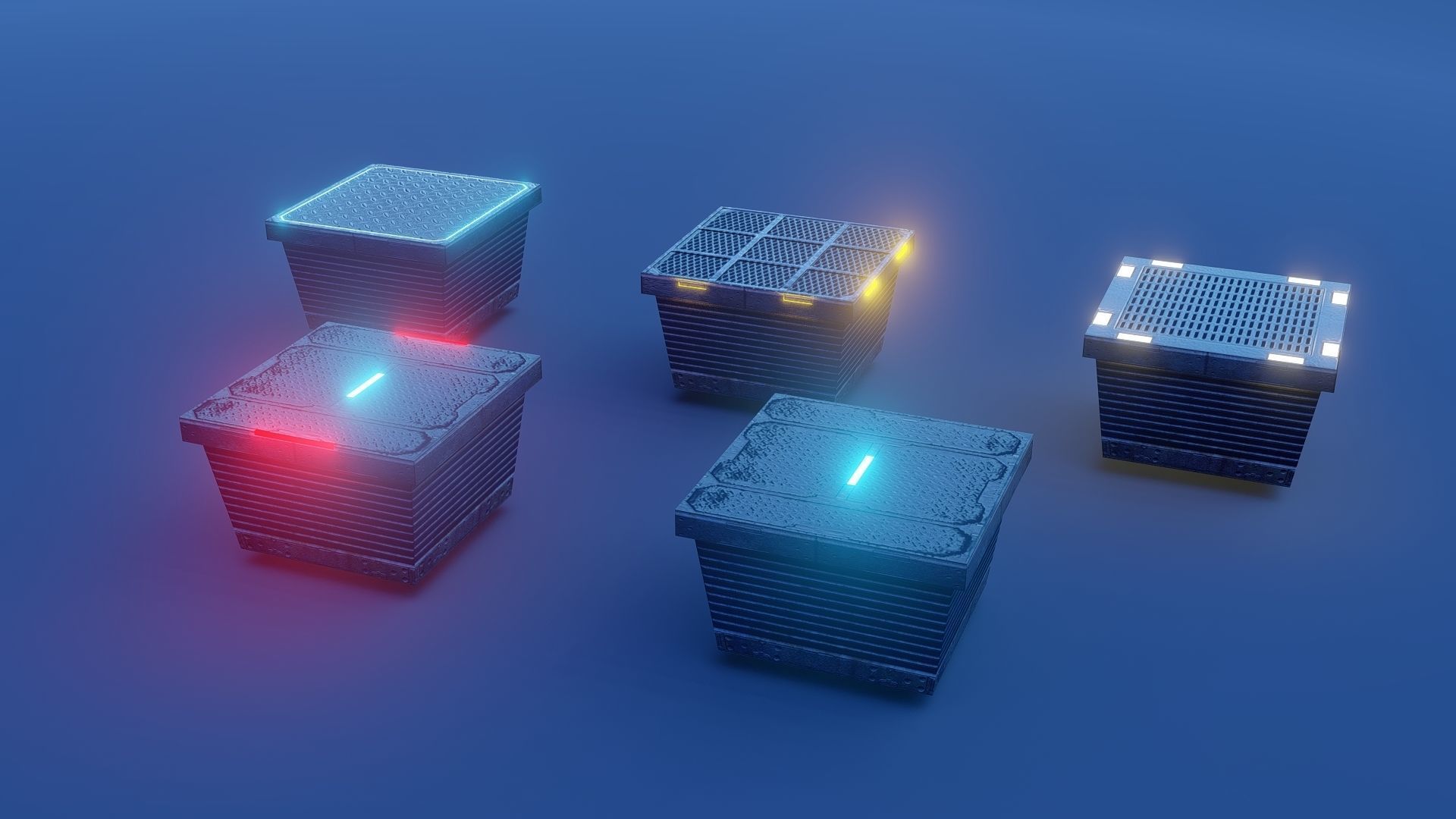 Sci fi Blocks Low-poly 3D model_13