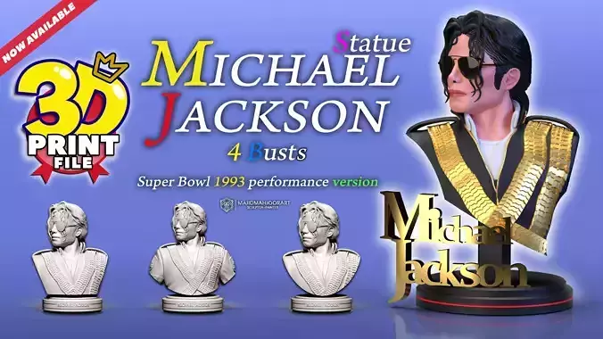 Michael Jackson 3D model-3d print stl files - 4 different busts