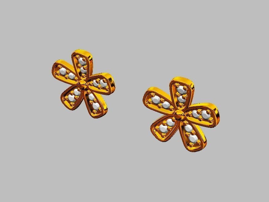 Flower Diamond Earrings 3D print model_8