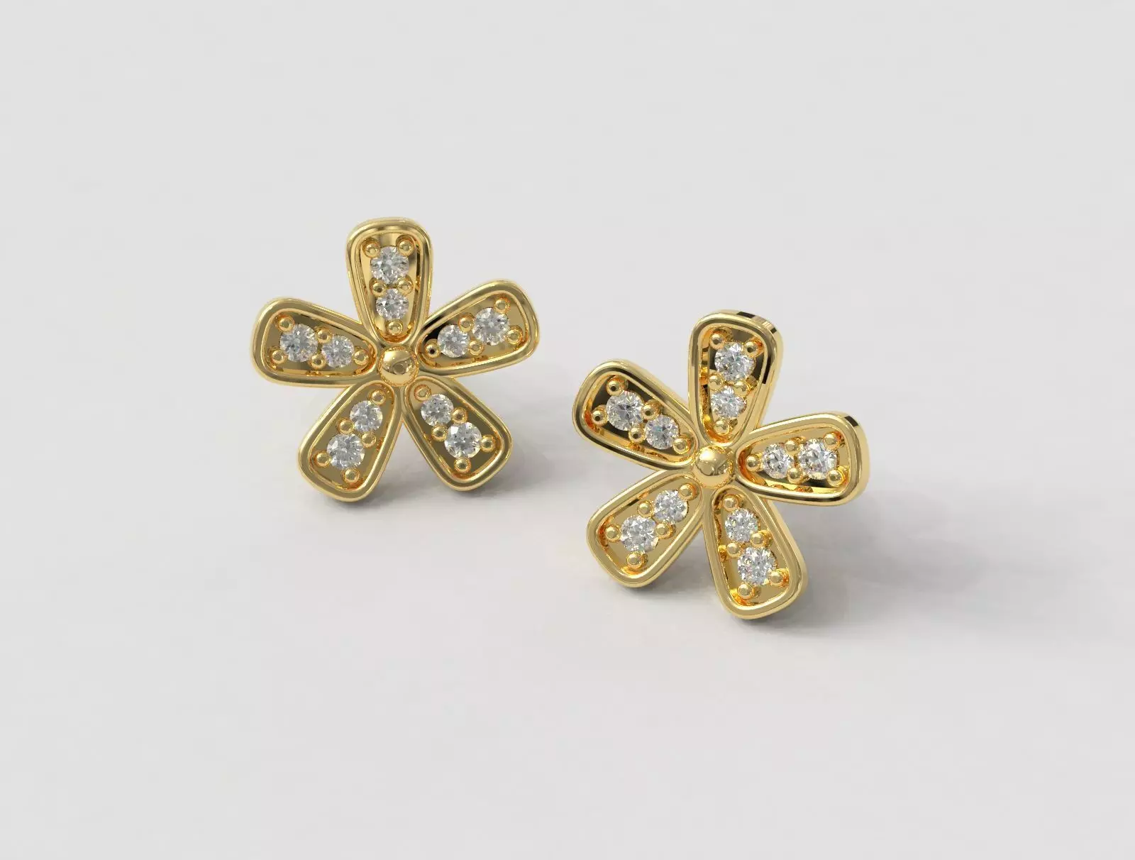 Flower Diamond Earrings 3D print model_0