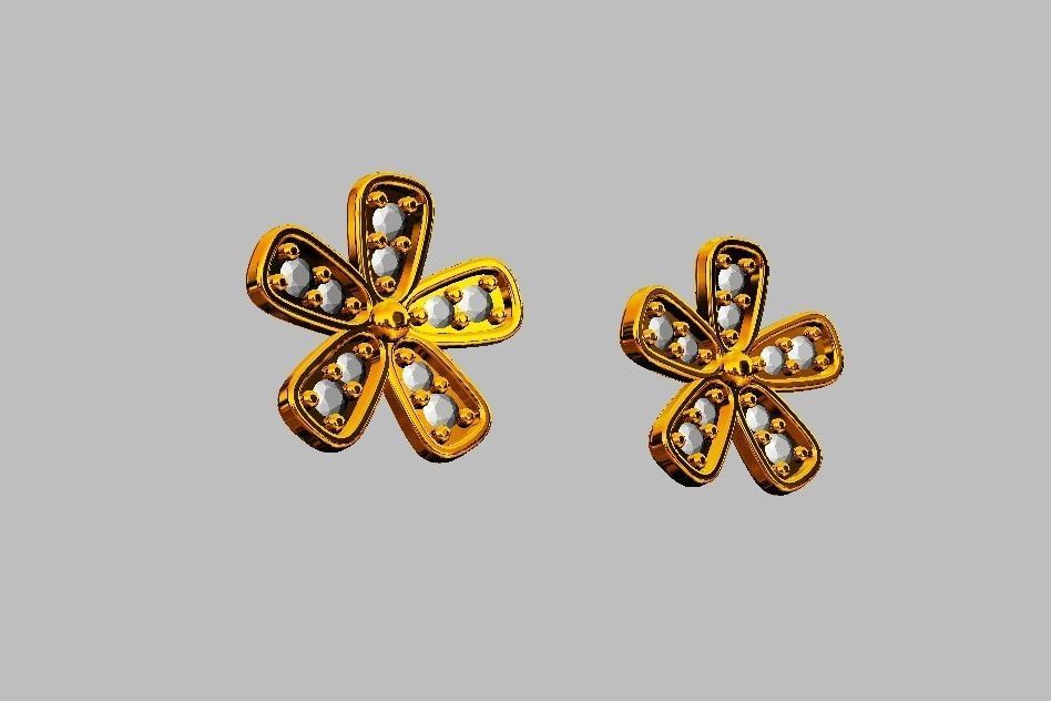 Flower Diamond Earrings 3D print model_6