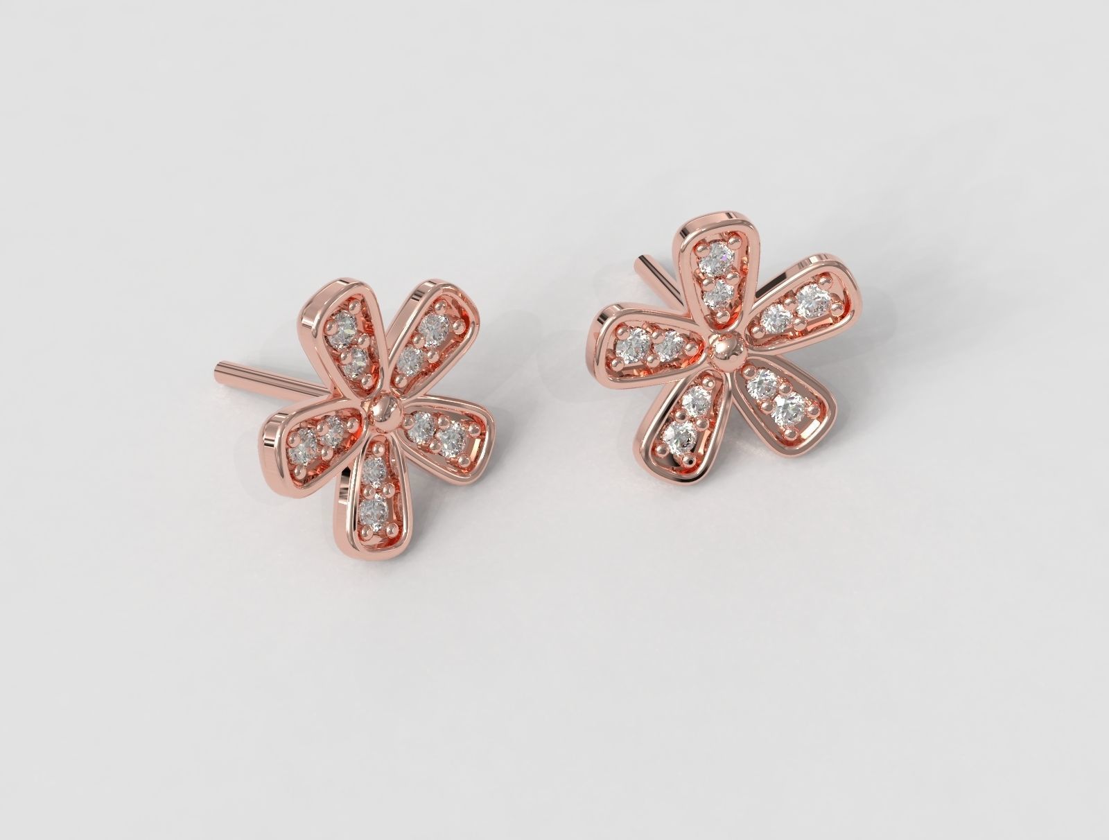 Flower Diamond Earrings 3D print model_1