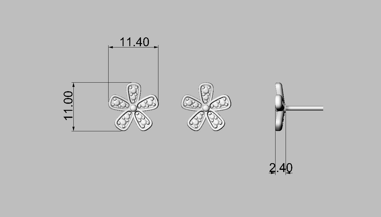 Flower Diamond Earrings 3D print model_3