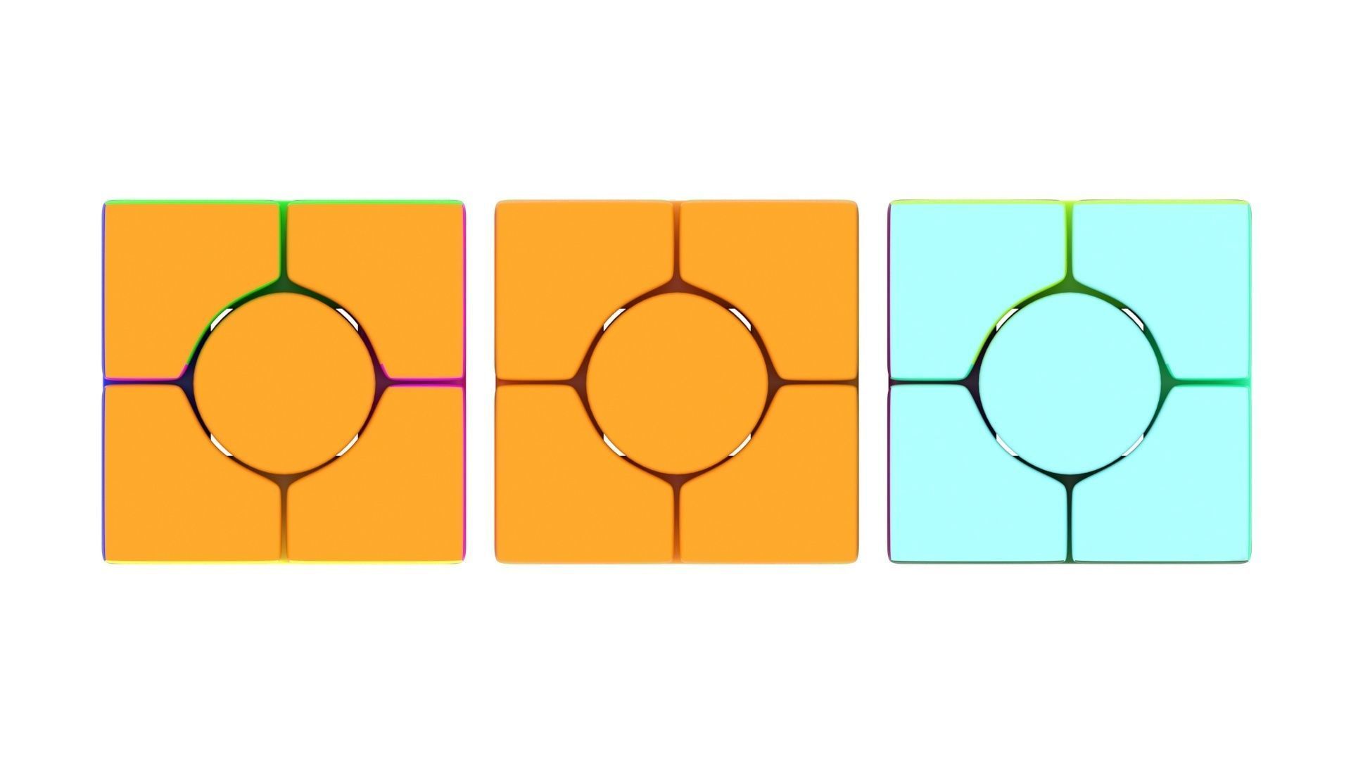 Six Spot Cubes Set 3D model_8